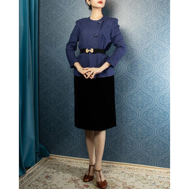 Vintage C.a. 1980-90s Marim Fashion Greyish Purple Side Button Blazer/Outer(FK099)