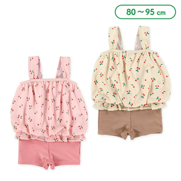 🇯🇵預訂 日本直送🇯🇵兩色吊帶櫻桃印花連身泳衣