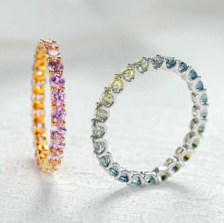 18K金 彩色藍寶石永恆戒指 2.5mm