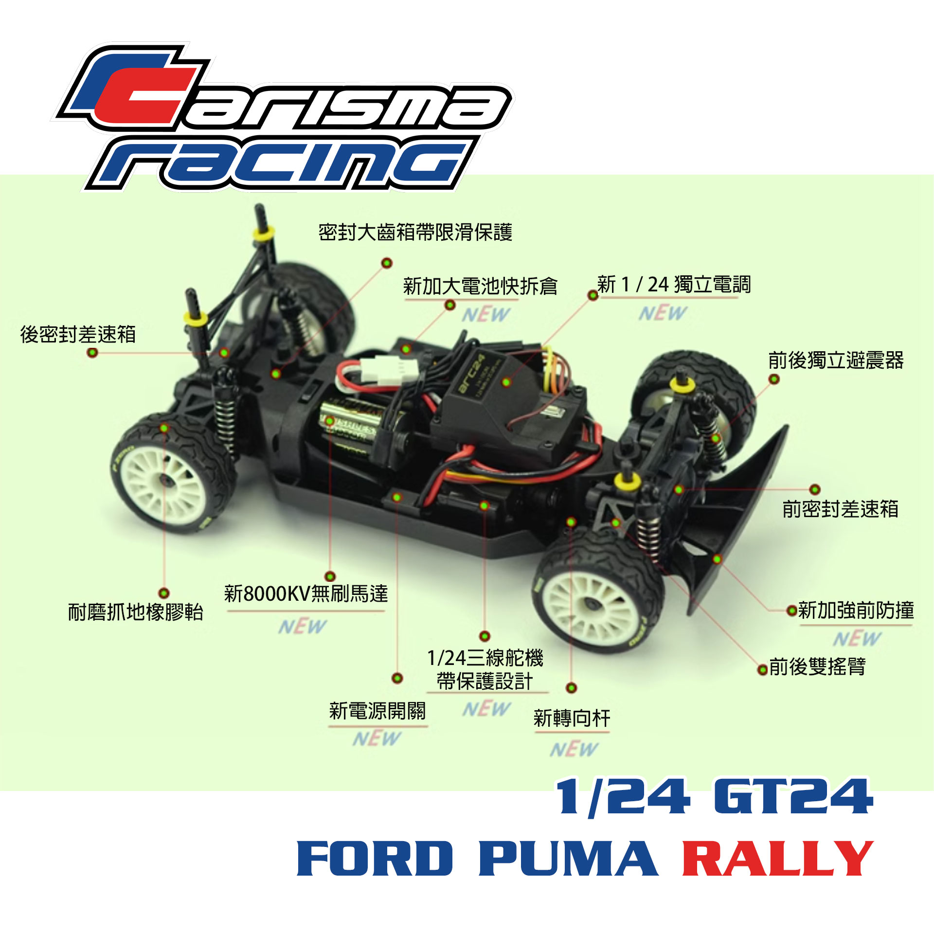 Carisma GT24 福特 PUMA【香港現貨】1/24 微型無刷高速遙控拉力車