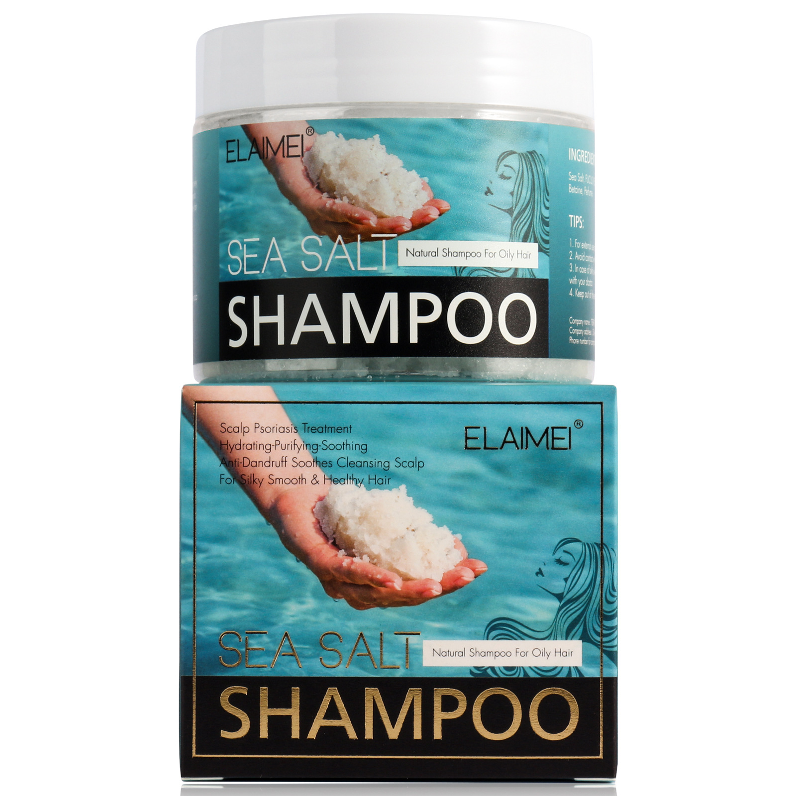 ELAIMEI 天然海鹽洗髮膏 深層潔淨洗髮膏 去屑潔淨頭皮洗頭水 無矽油沐浴鹽洗髮水 [平行進口]  TT0543