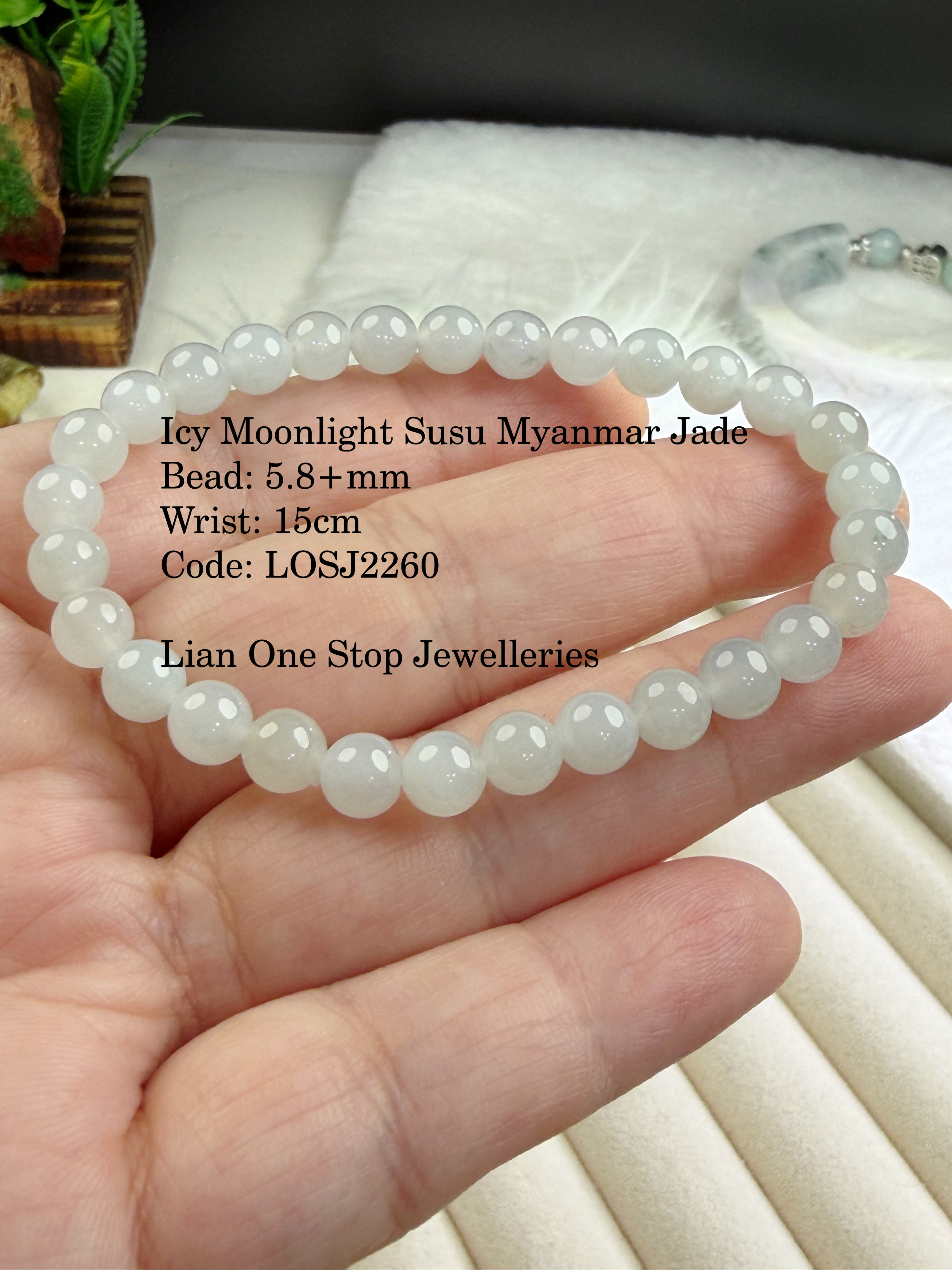 Code: LOSJ2260 Icy Moonlight Susu Myanmar Jade 5.8+mm