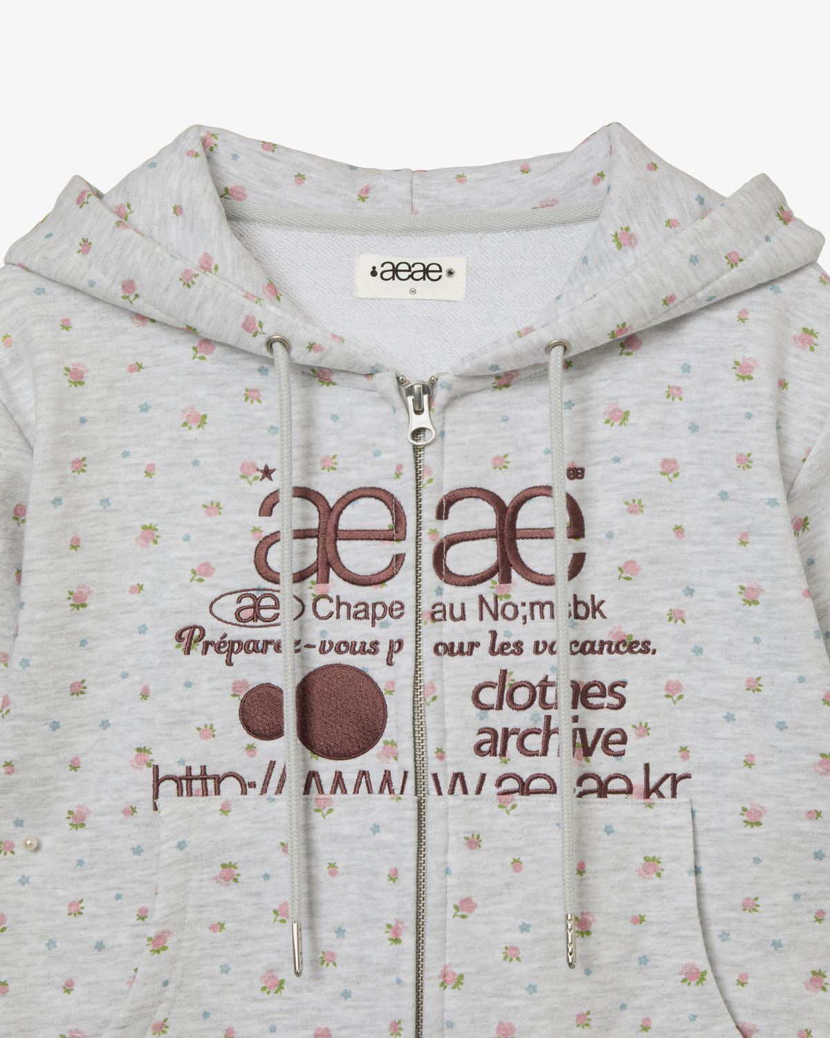 🇰🇷訂購｜aeae 26SS｜WEB LOGO FLOWER CROP HOOD ZIP UP 2色 
