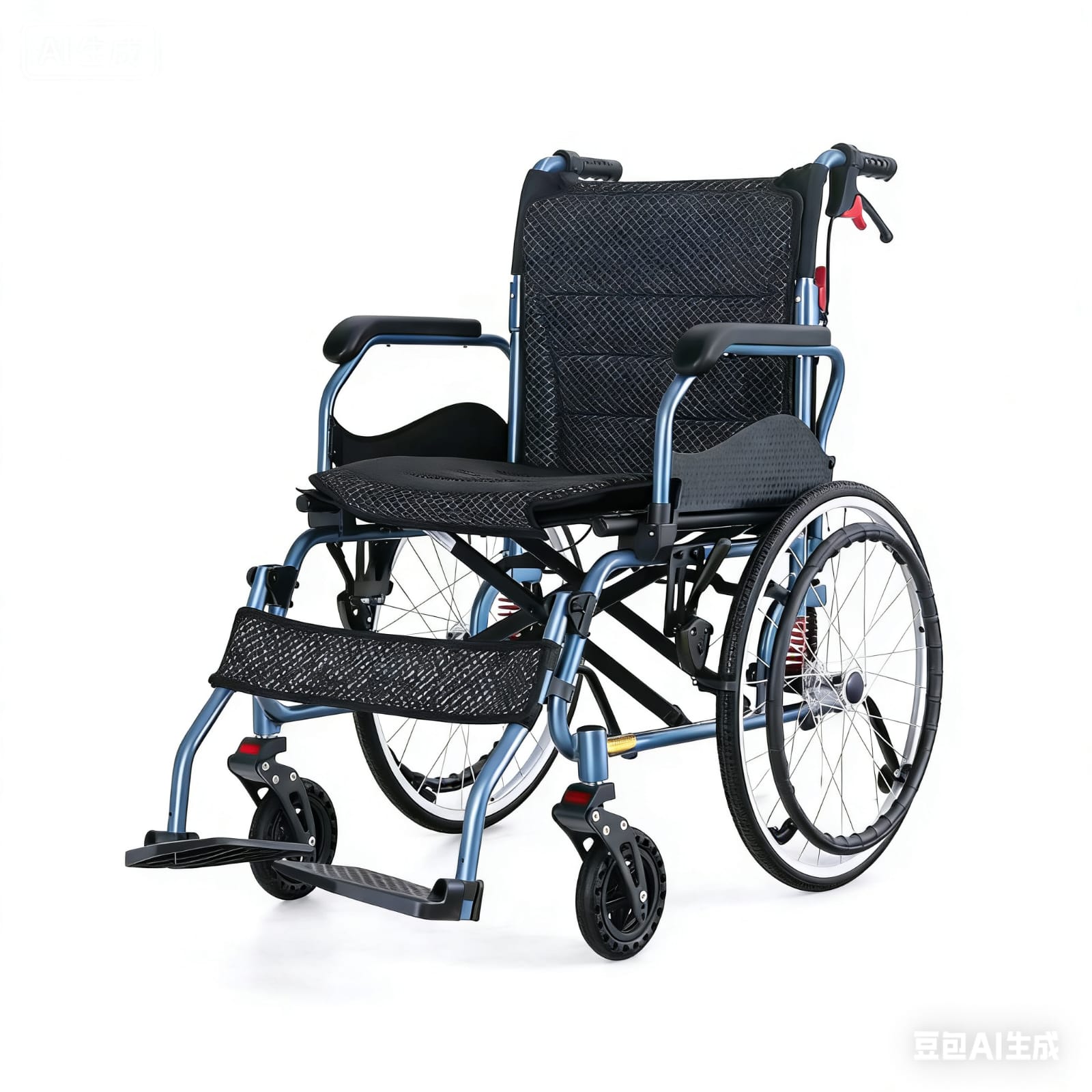 專利產品 - 舒適之選 **免費送貨** (最新設計 - 全車減震) FHLA01LAJ 手推輪椅車架減震/前輪減震/扶手可掀起可鎖緊