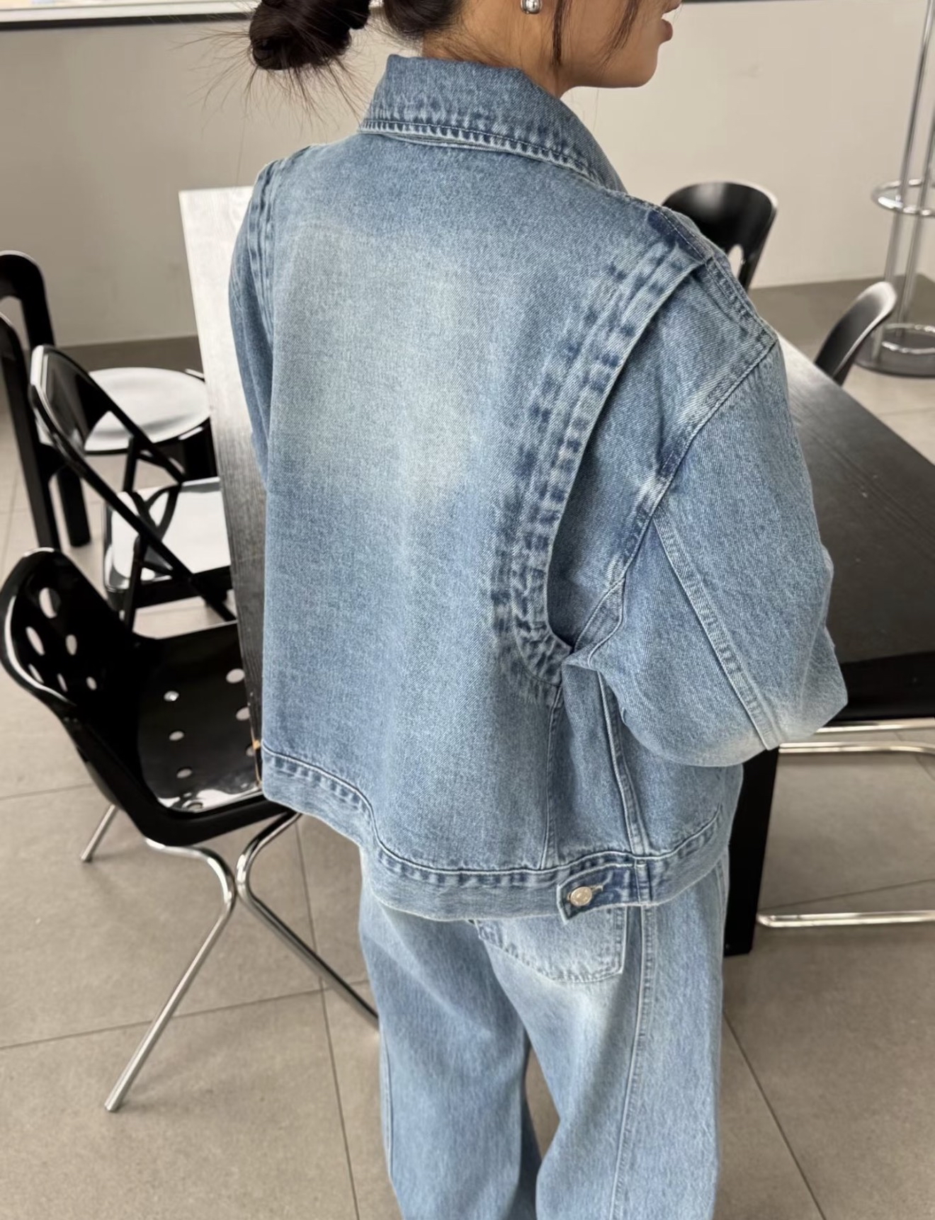 Premium cropped denim jacket #jk29