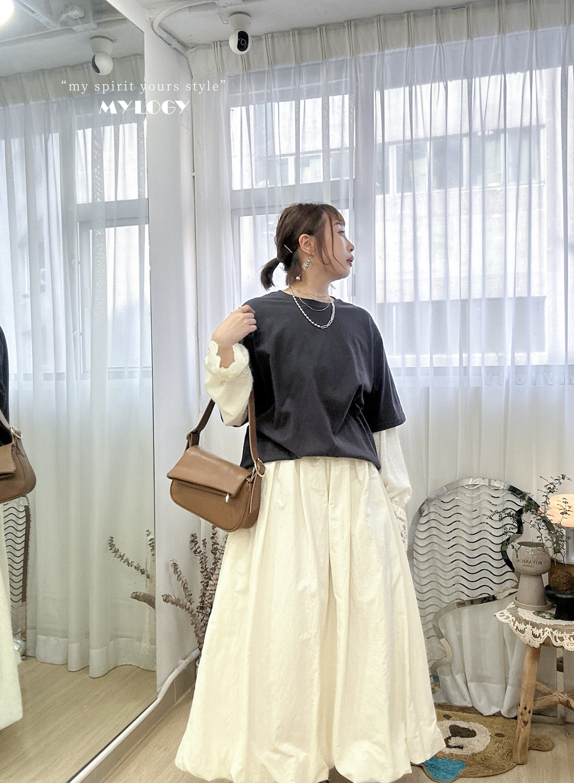 很懶但我很浪漫～假兩件Lace拼接Tee AI0001