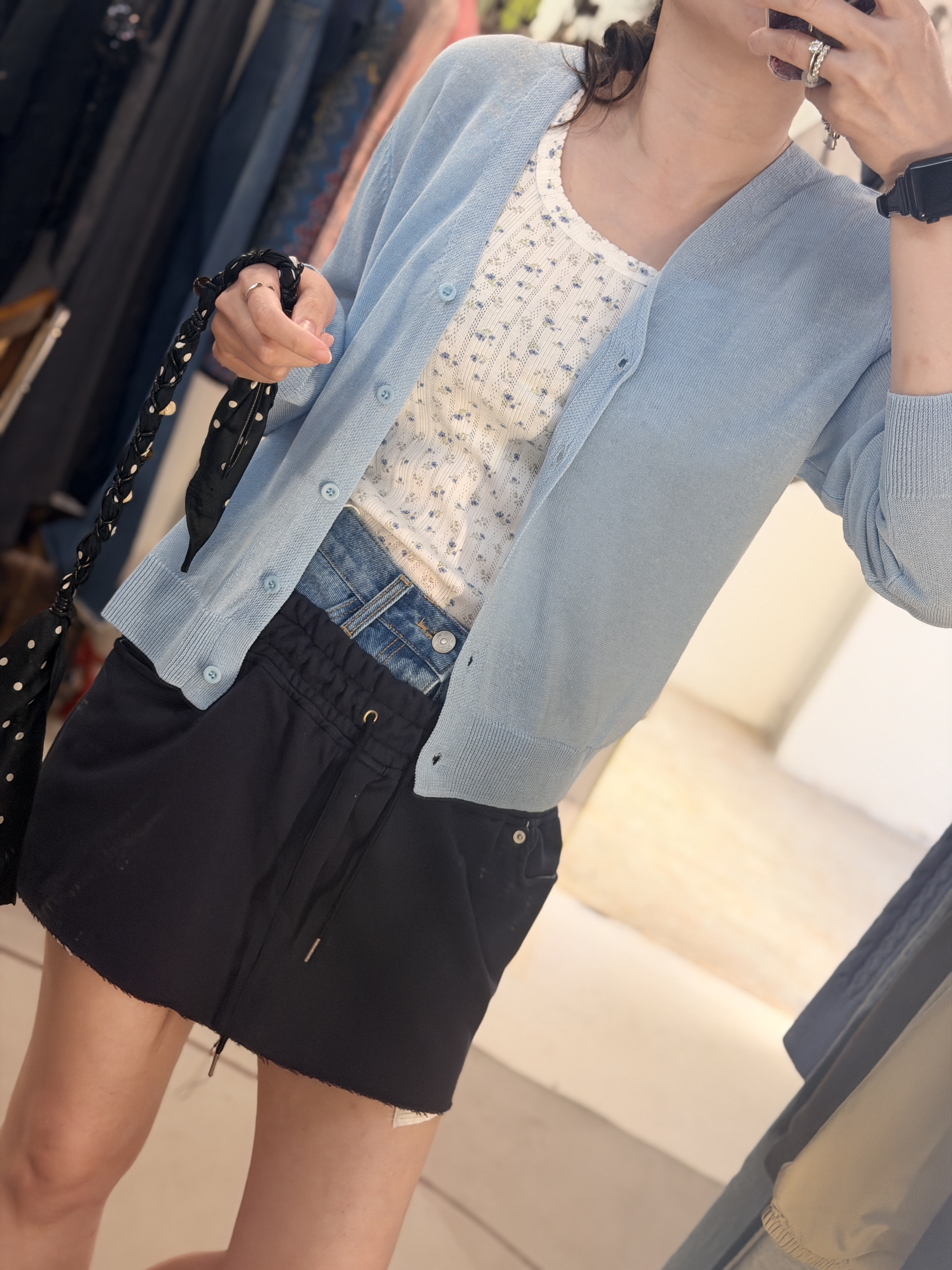 Double waist denim skirt