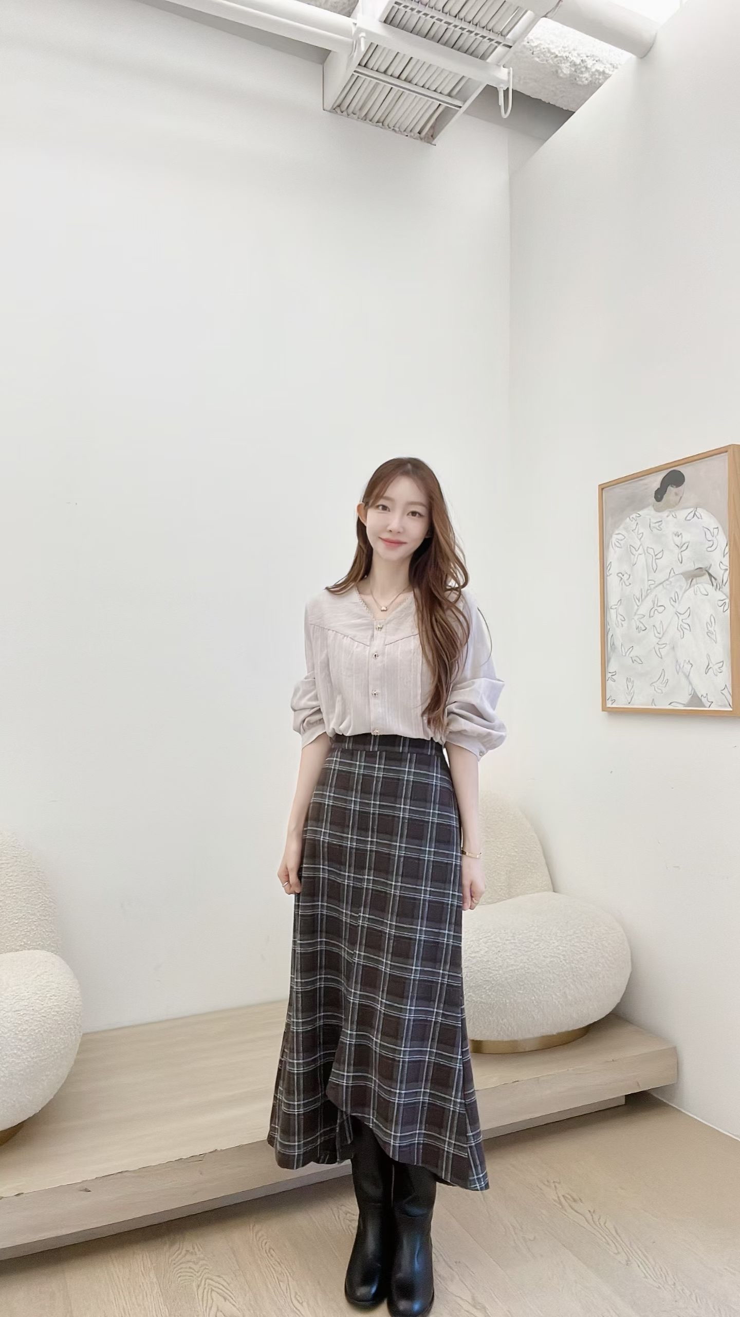 FV31_01 魚尾格仔長SK  (3色)