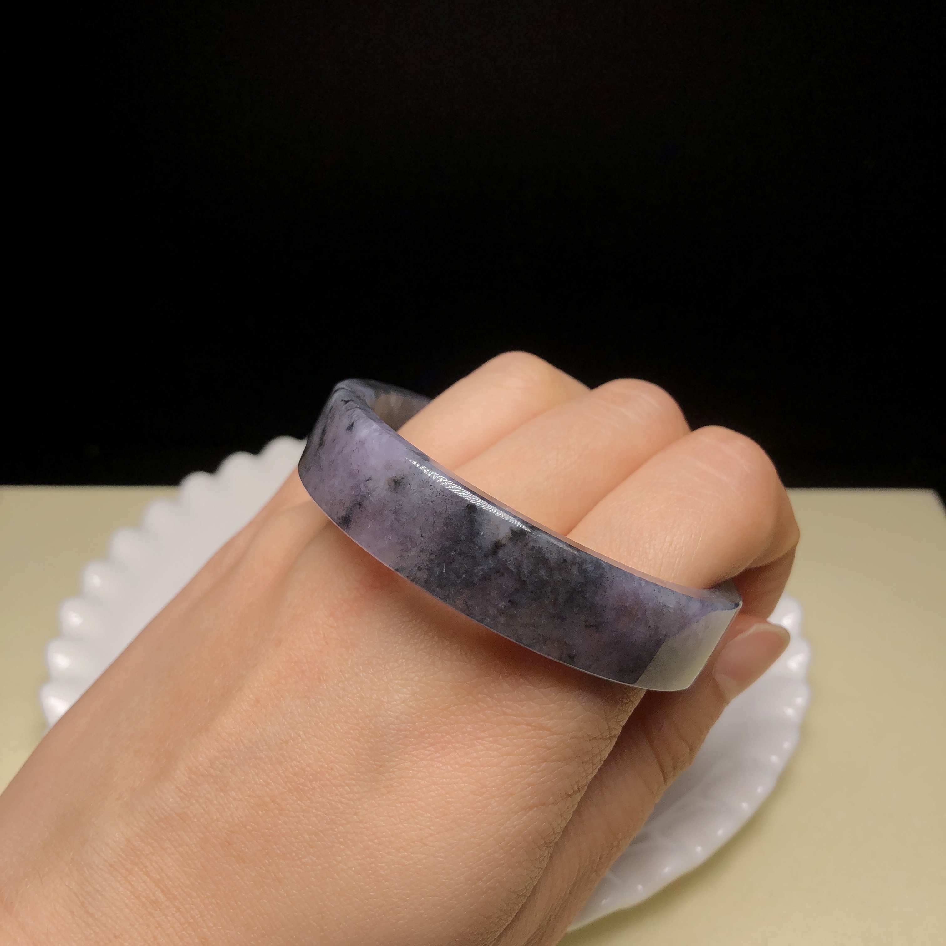 紫底烏雞山水方鐲52mm C06238