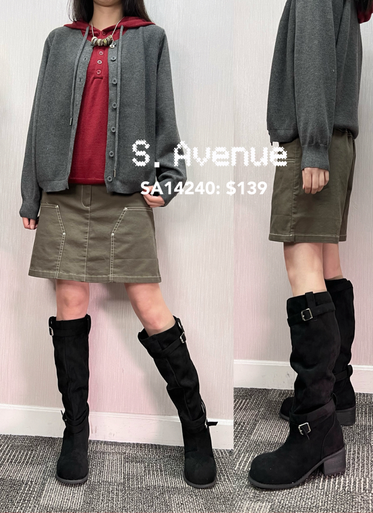 SA14240: 前有鈕拉錬後橡筋腰雙方袋明線短裙褲