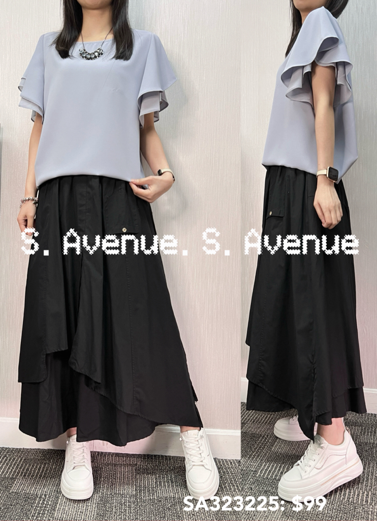 SA323225: 荷葉袖拼紗雪紡top