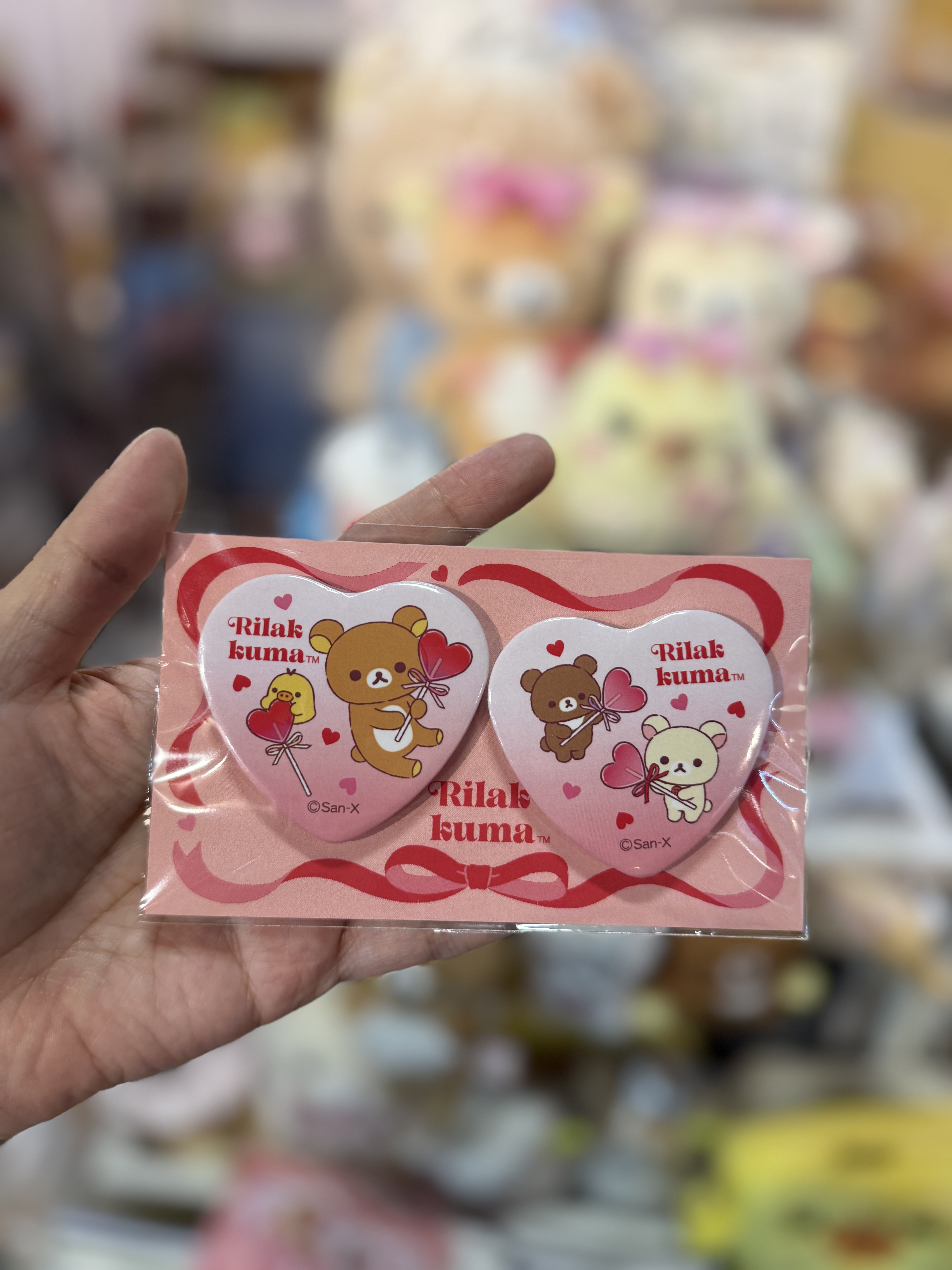 《現貨》全新日本專店限定 Rilakkuma情人節造型對型心型扣針