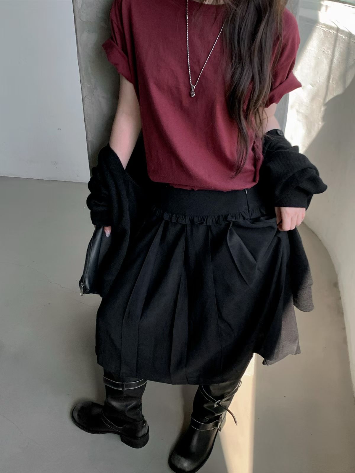 221624 ruffle腰百褶裙