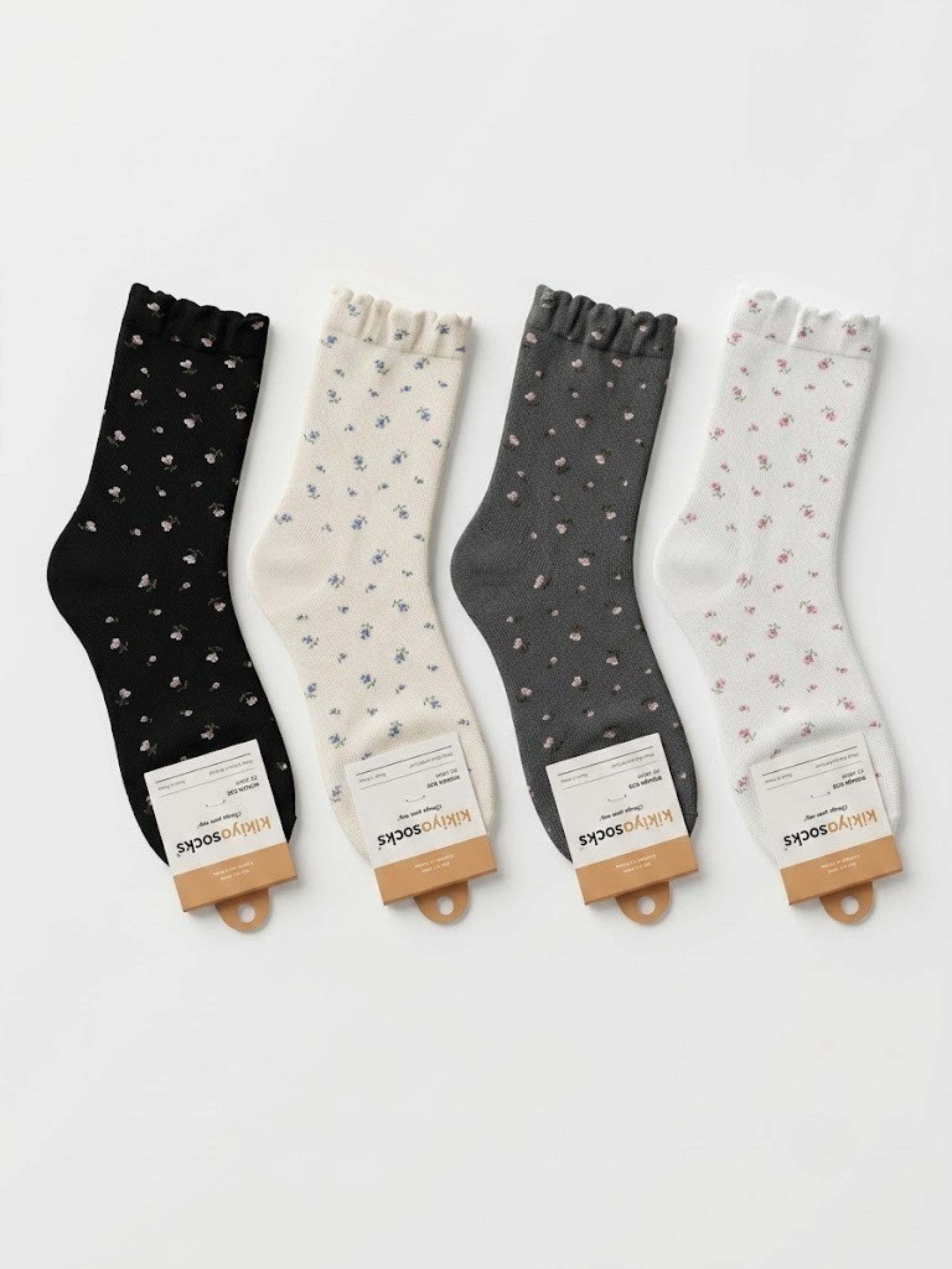 Korean Petite Bloom Women's High Crew Socks