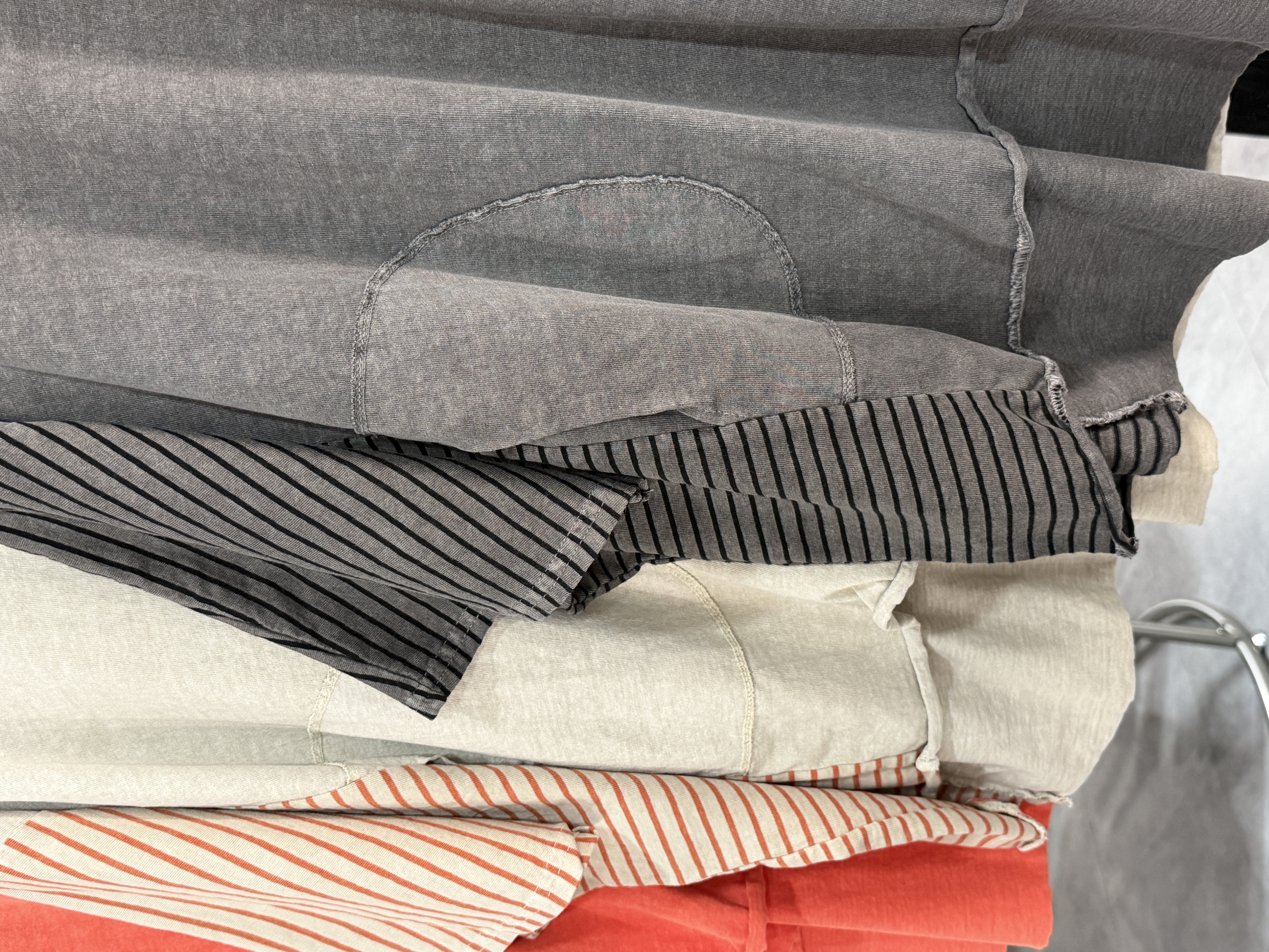 洗水撞色條紋拼接寬鬆休閒上衣