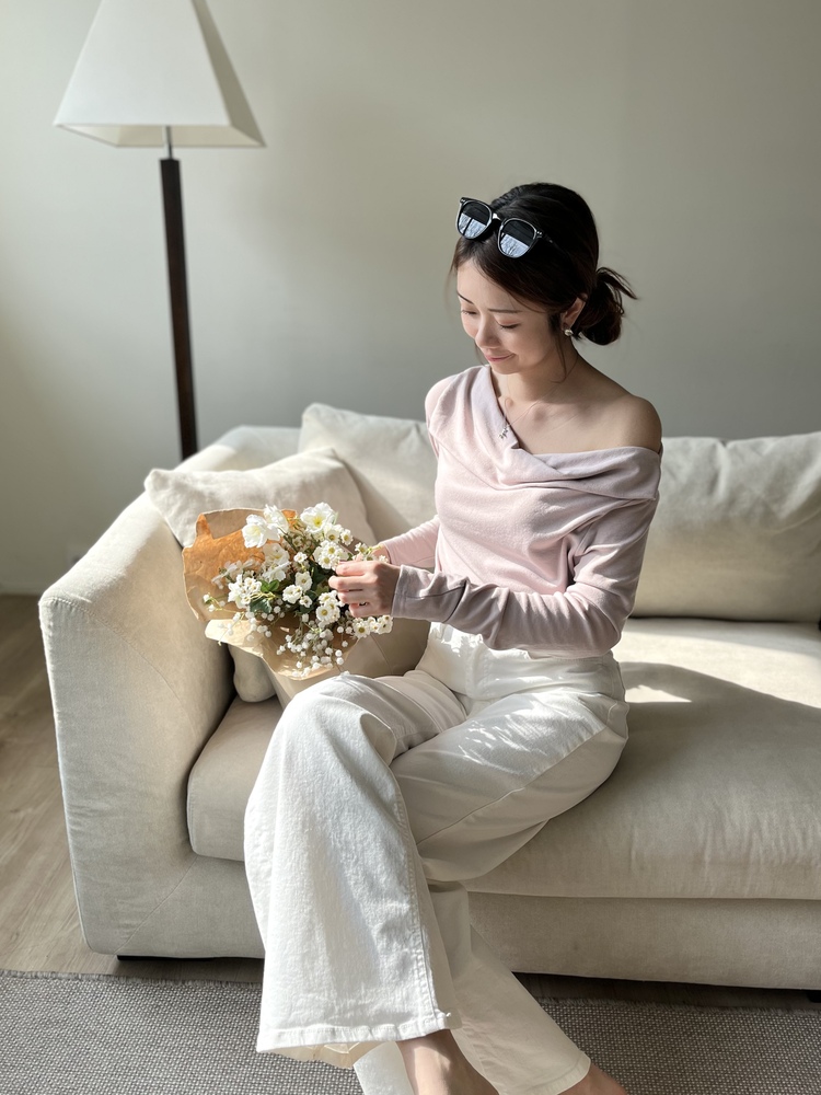 Muse Off Shoulder Drape Top (Dusty Pink)