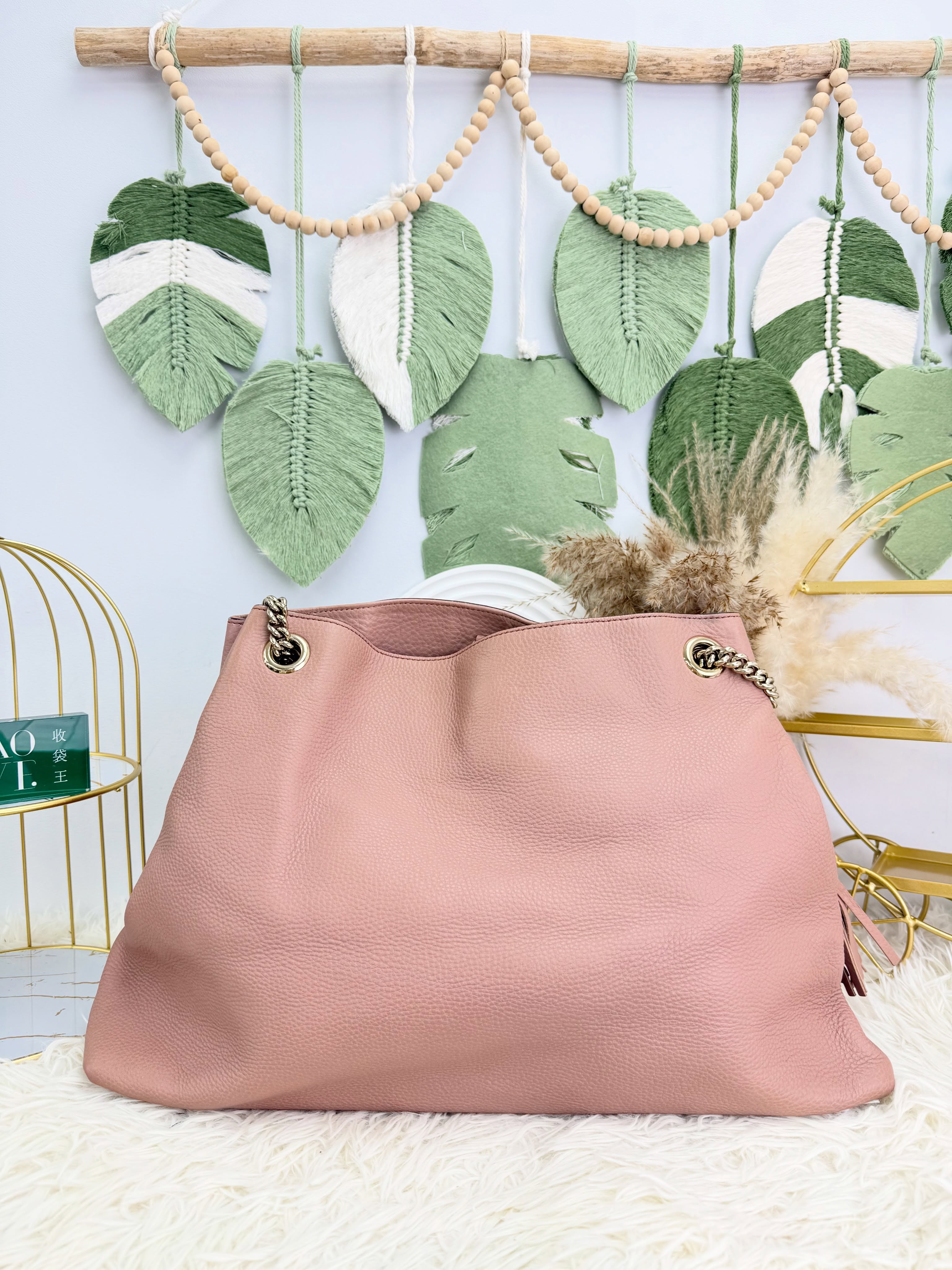 Gucci👜 PRE OWNED 🛍️soho裸粉色Tote🩷