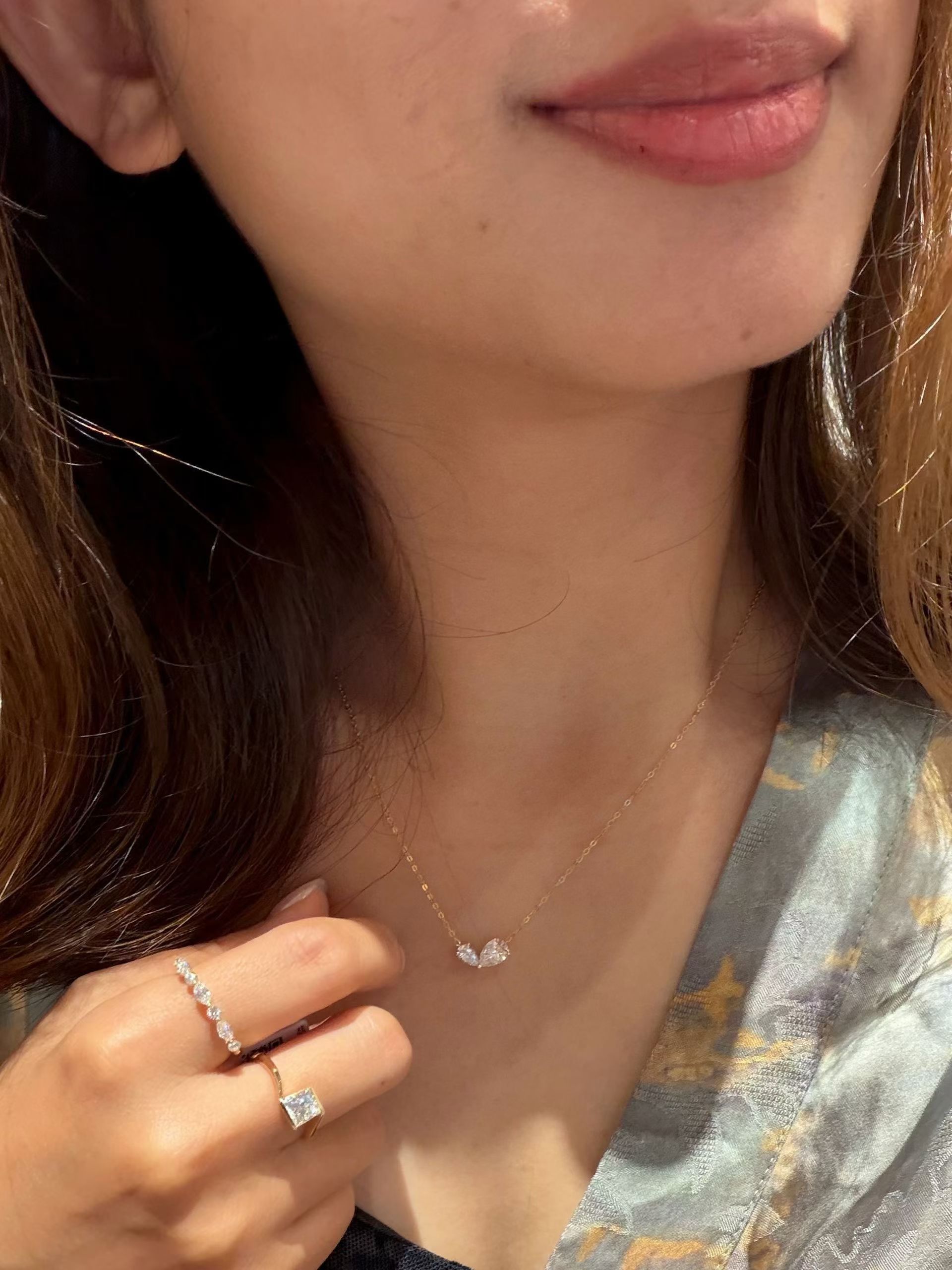 18K培育鑽石項鏈 D:0.81ct + d:0.32ct