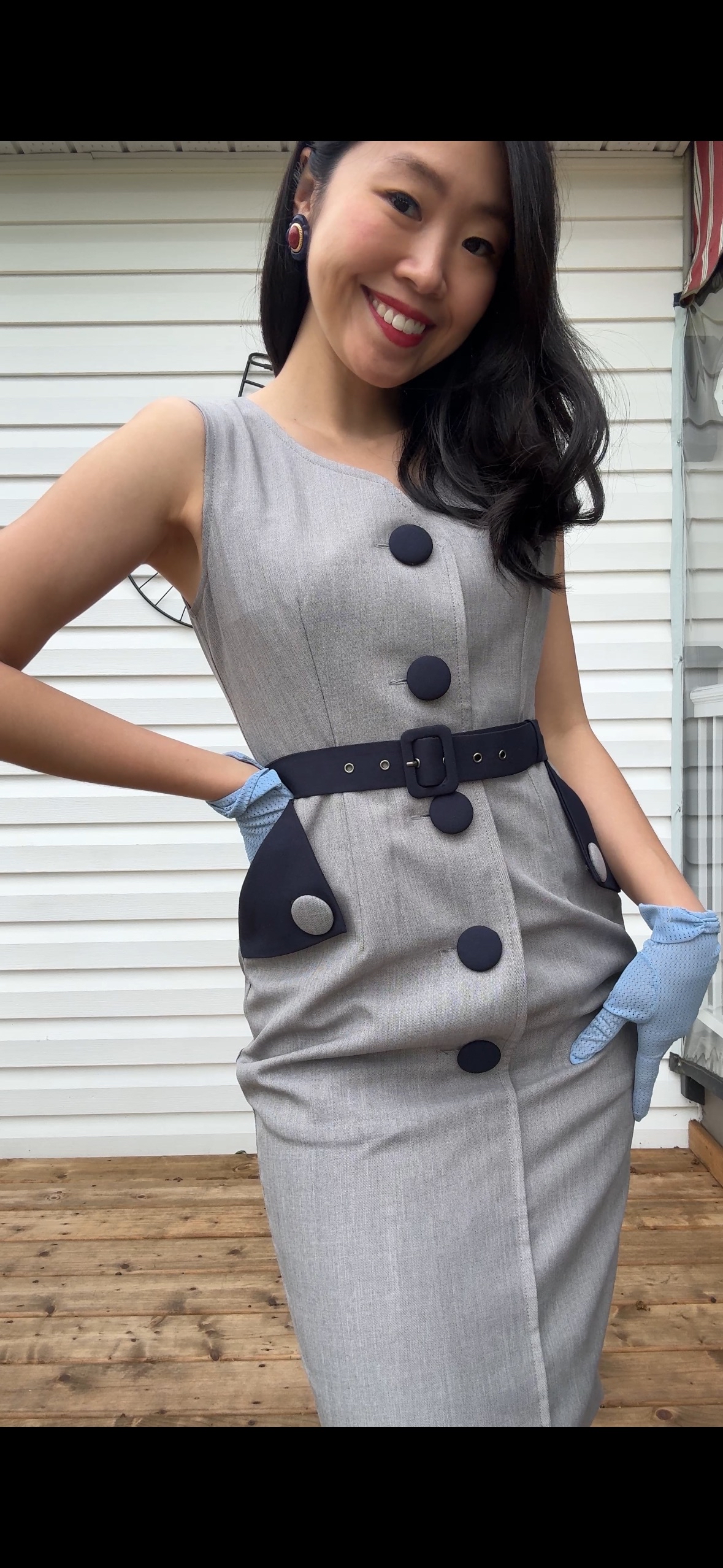 Madison Avenue Elegance  – 1950s Tailored Two-Tone Pencil Dress (FM227)