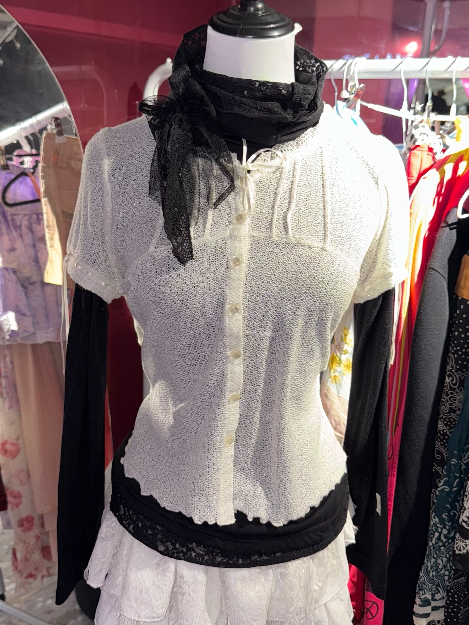 Black and White Lace Ruffled Princess Set