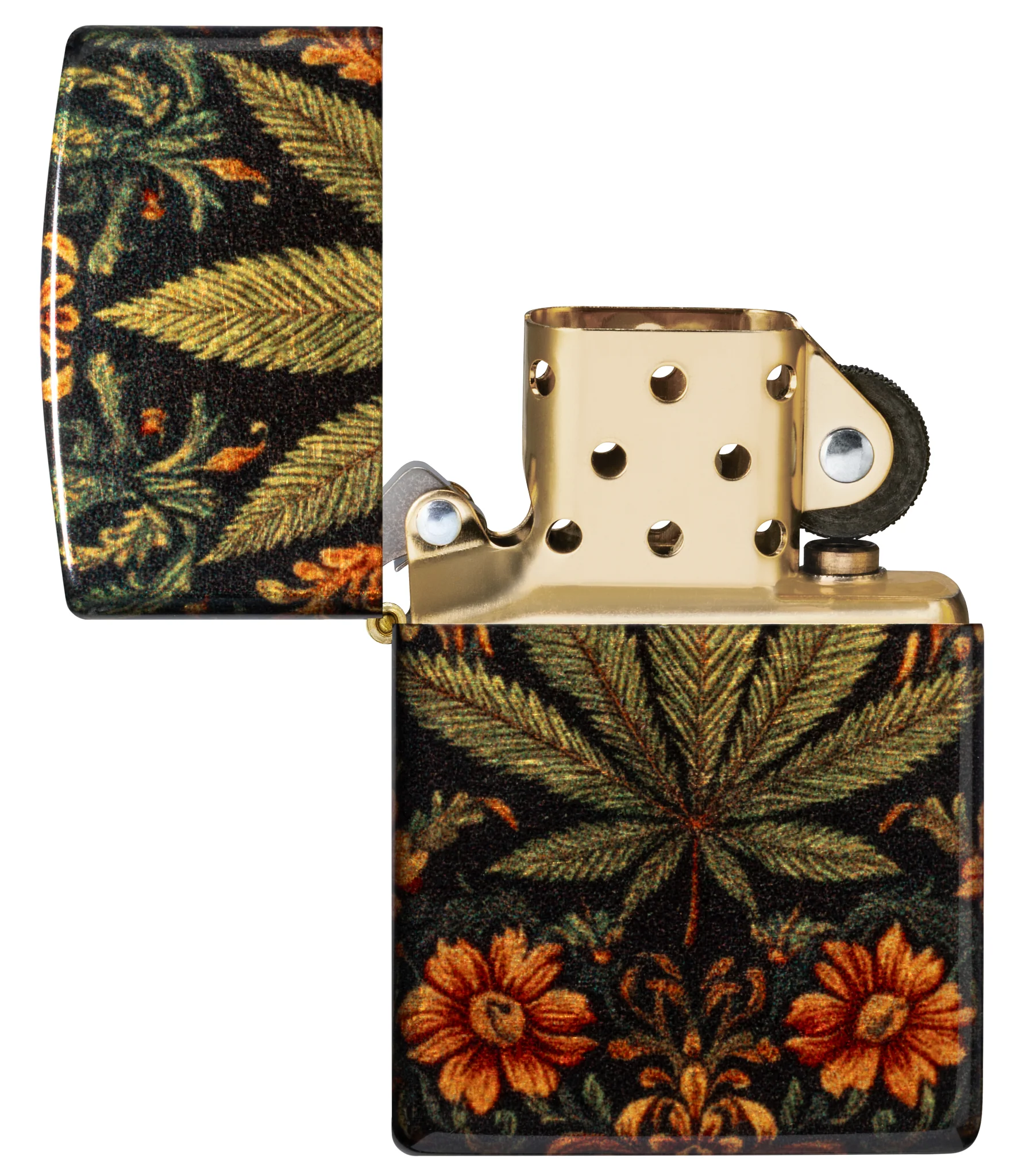 美國製造 | Zippo指定經銷商 Zippo Lighter 大麻葉和花設計 打火機 Cannabis Tapestry Leaf and FLower Design Lighter 47139