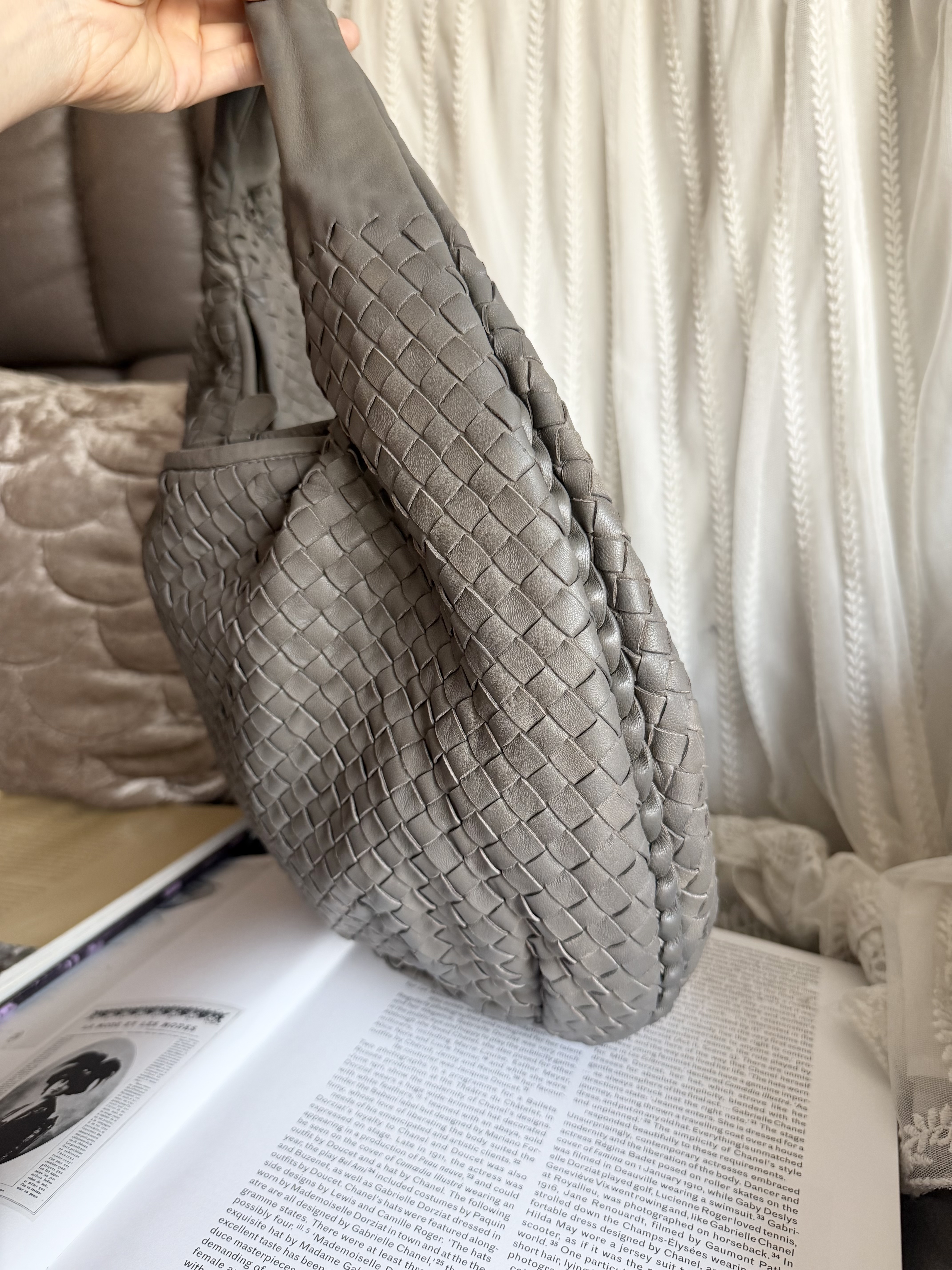 Bottega veneta grey Nappa Intrecciato Large Veneta Hobo bag