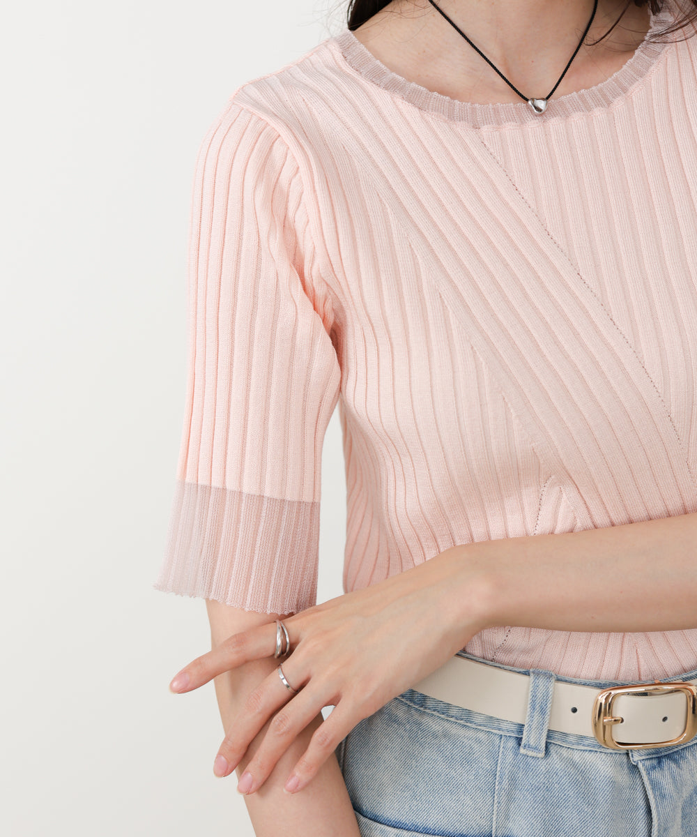 <JP> 透明袖薄紗針織 * 5色入 <預購>