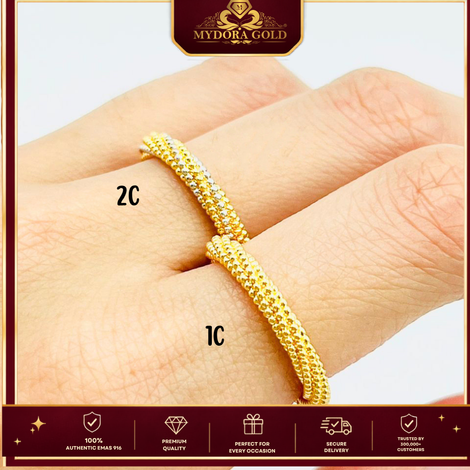 MYDORA Cincin Belah Rotan Pintal Jagung (5G) l EMAS 916/22K