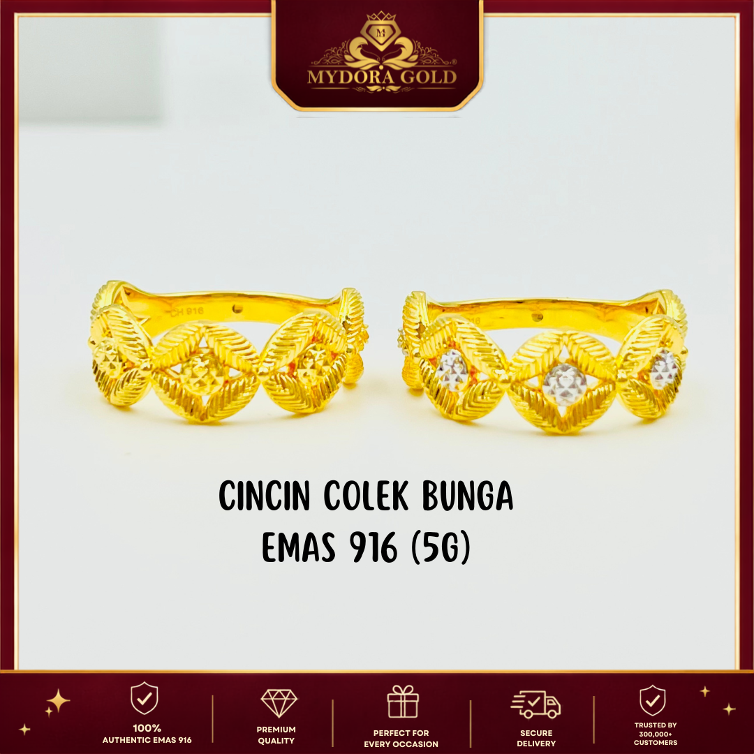 MYDORA Cincin Colek Bunga (5G) l EMAS 916/22K