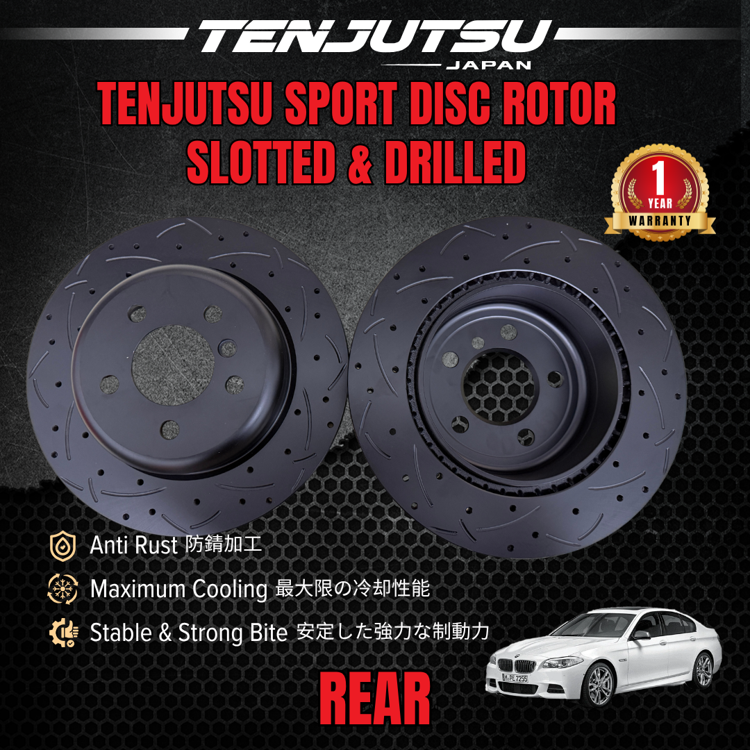 TENJUTSU Sport Front / Rear Disc Rotor (2Pcs) - Bmw 5 Series F10 520i 528i 523i 525D 530i Slotted Drilled Japan