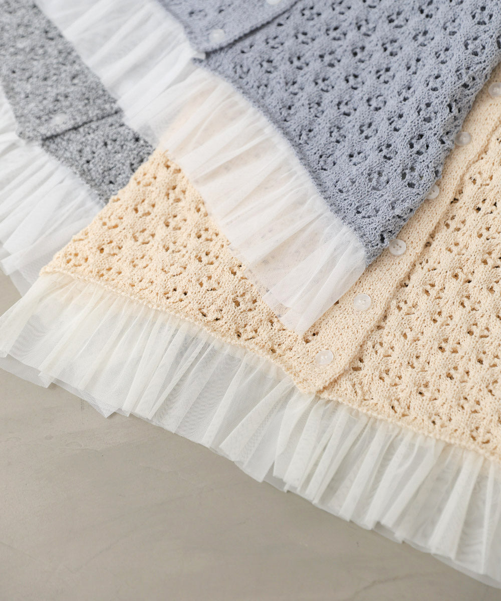 <JP> 編織鏤空薄紗cardigan * 2色入 <預購>