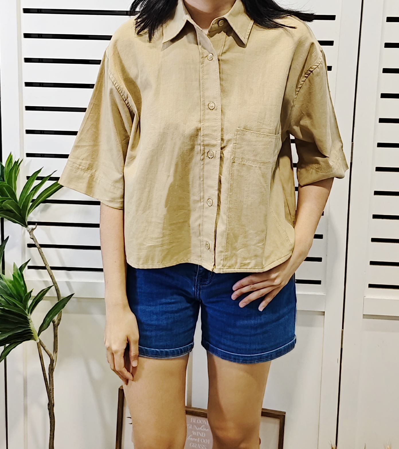 H133 Cotton Shirt With Singel Pocket