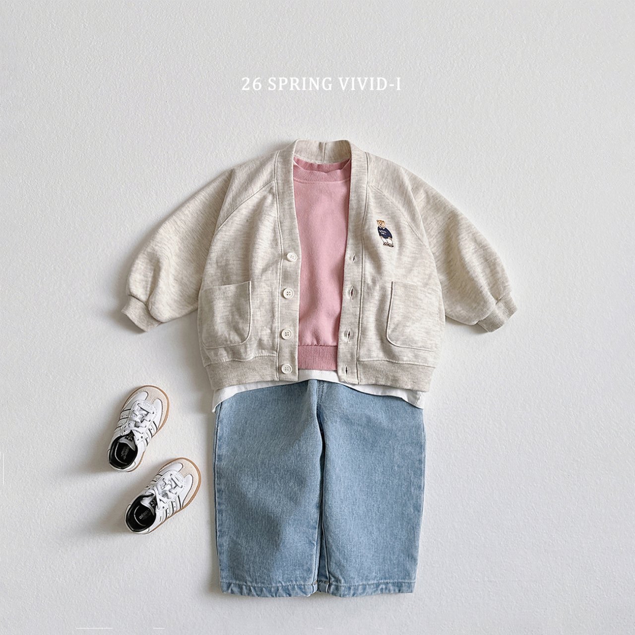 🌸預訂 韓國直送🌸🇰🇷VIVIDI四色標誌性小熊刺繡口袋開襟外套