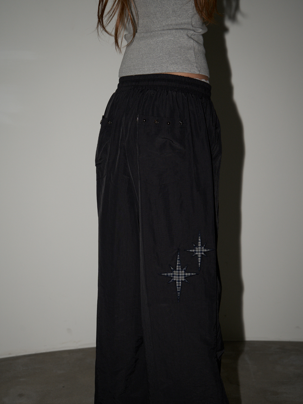 Star Embellished Nylon Pants