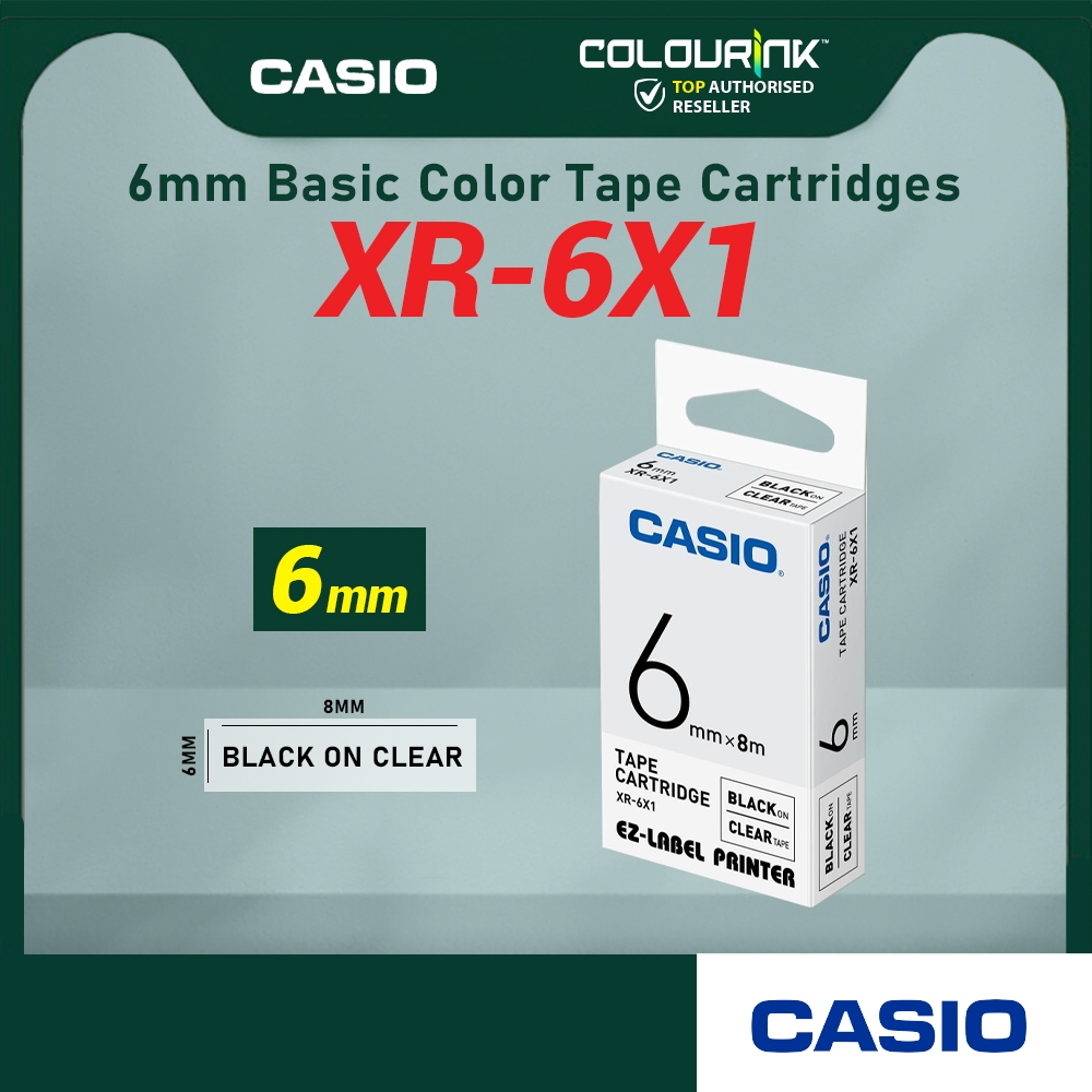 CASIO ORIGINAL GENUINE 6MM EZ LABEL TAPE FOR  KL-120 KL-130 KL-820 KL-60 KL-HD1 KL-8400 KL-G2