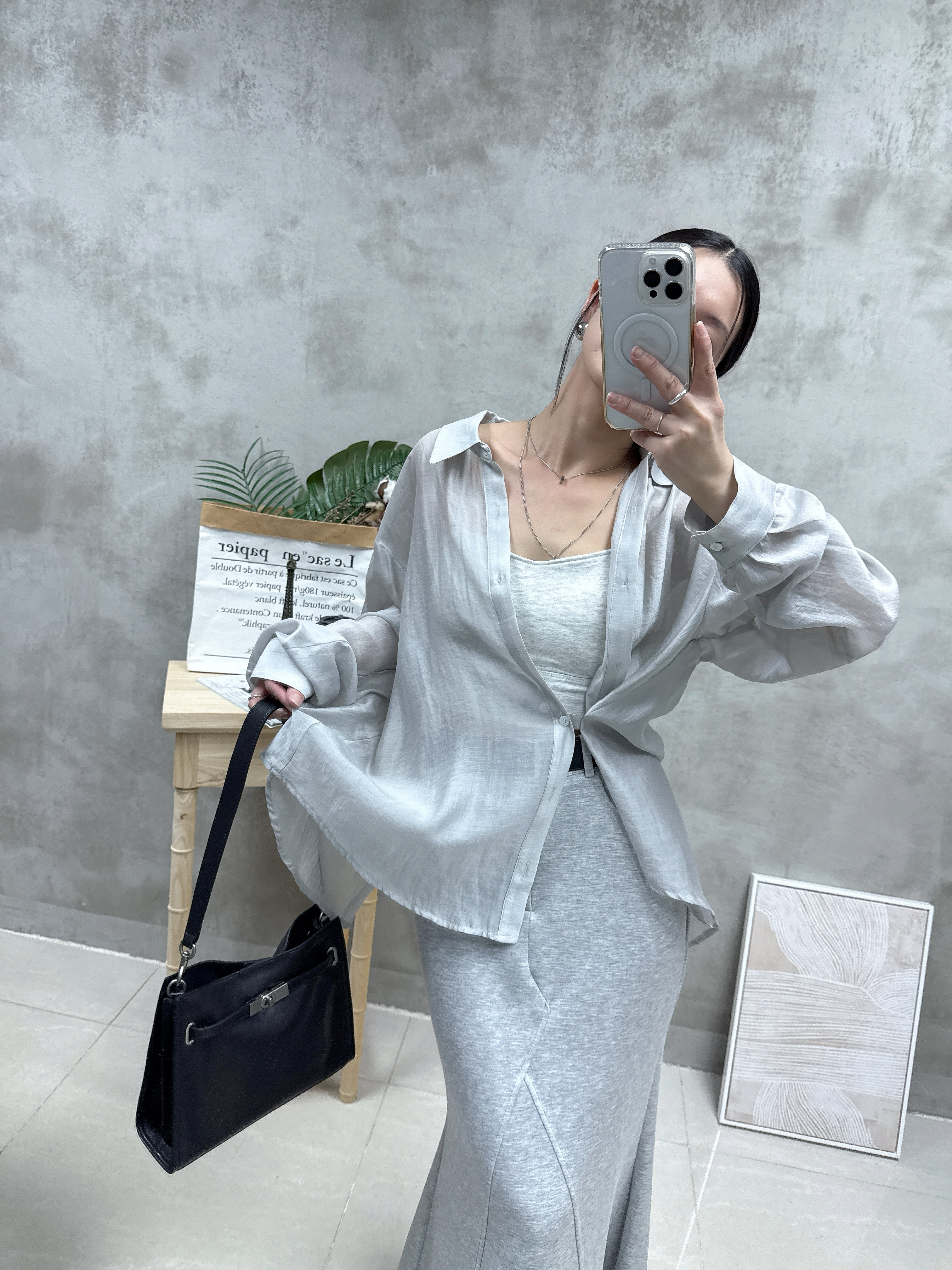 絲質側扣防曬恤衫