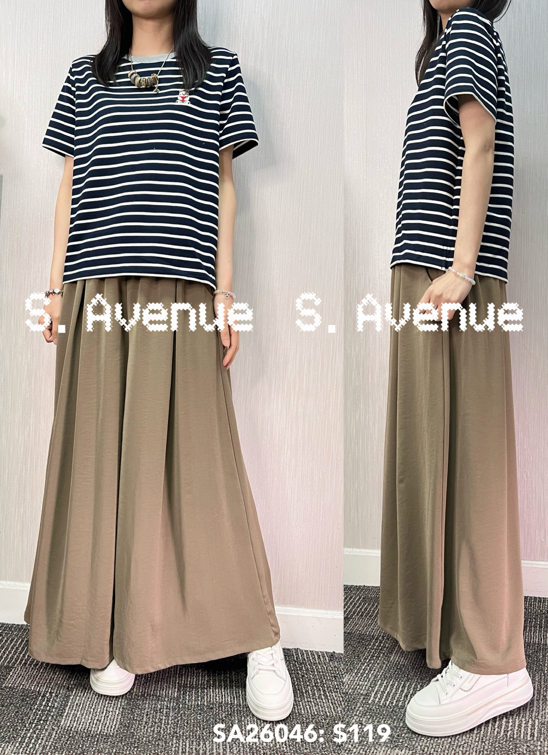 SA26046: 短袖繡熊仔間條tee