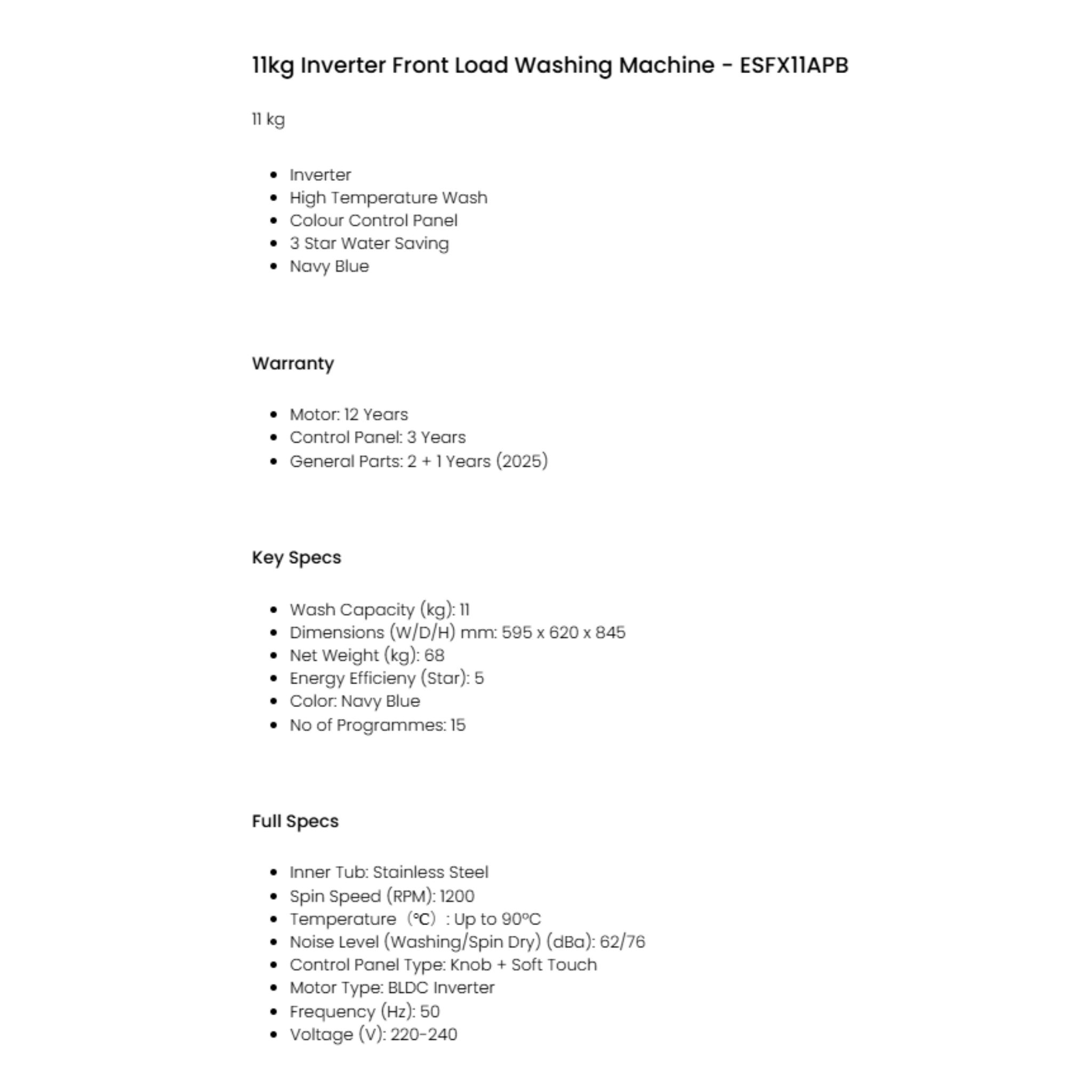 Sharp 11kg/7kg Pro-Flex Washer Dryer Combo (ESDX11APB)