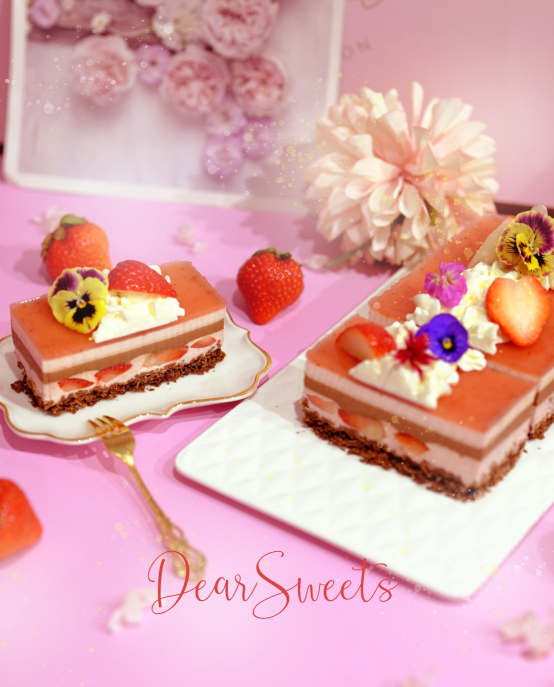 草莓慕絲朱古力脆餅蛋糕