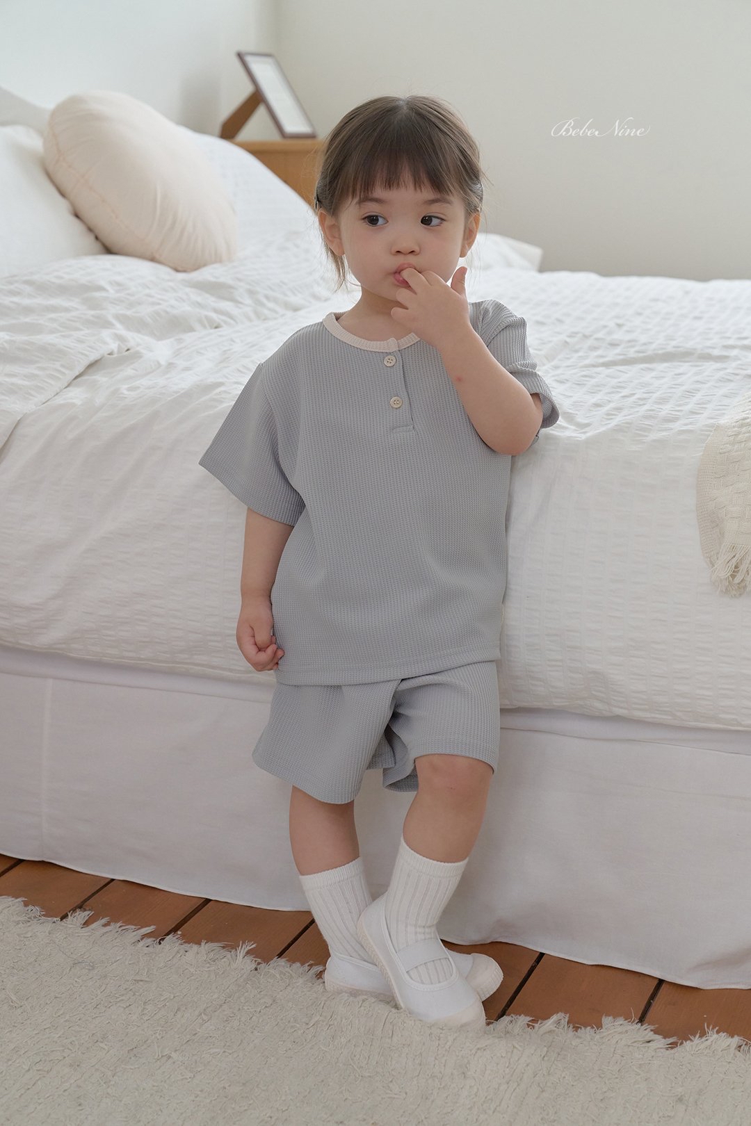 ☀️預訂 韓國直送☀️🇰🇷Bebenine三色簡約華夫格短袖短褲上下套裝