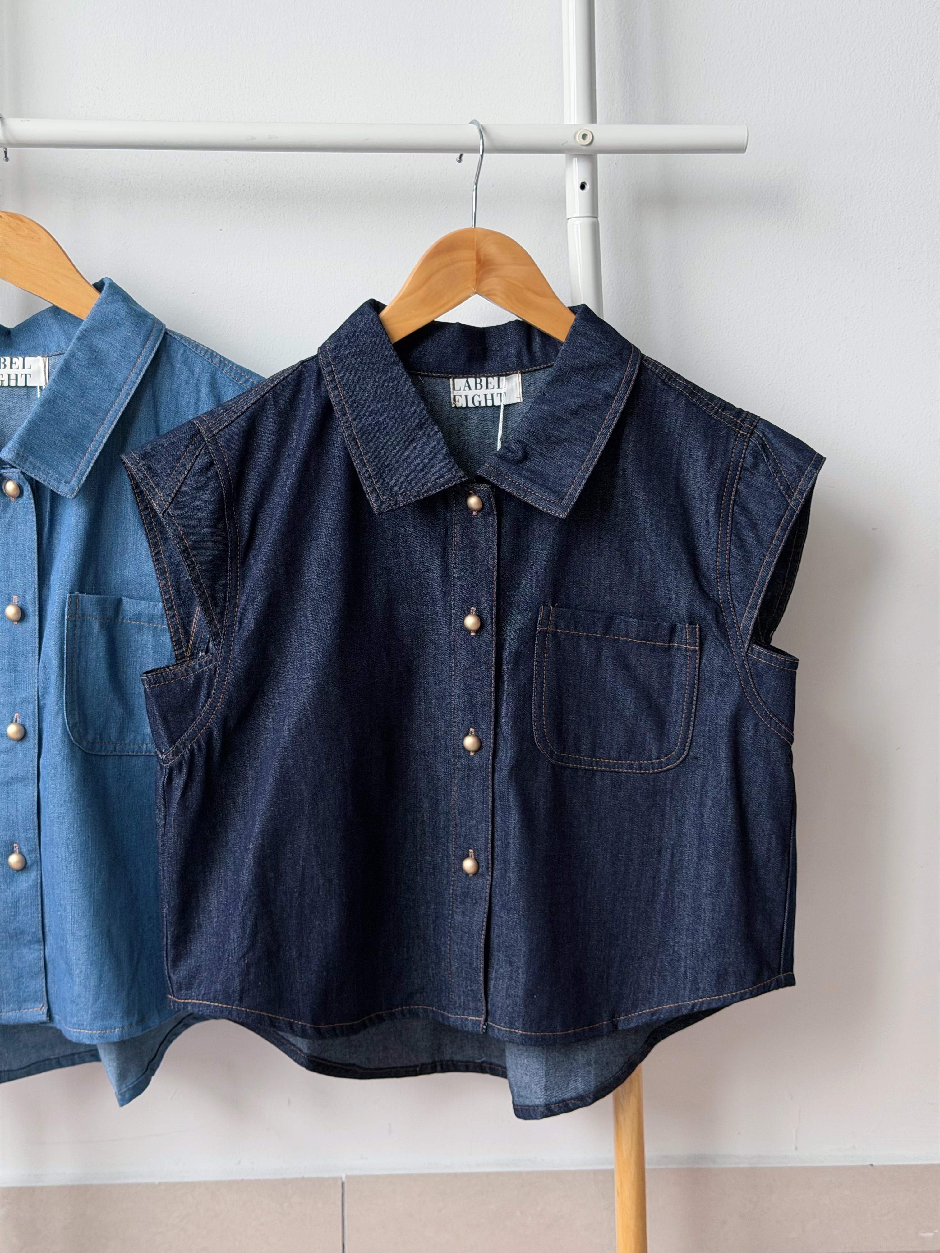 T4524 Cape Sleeve Denim Shirt - 3 Colors 