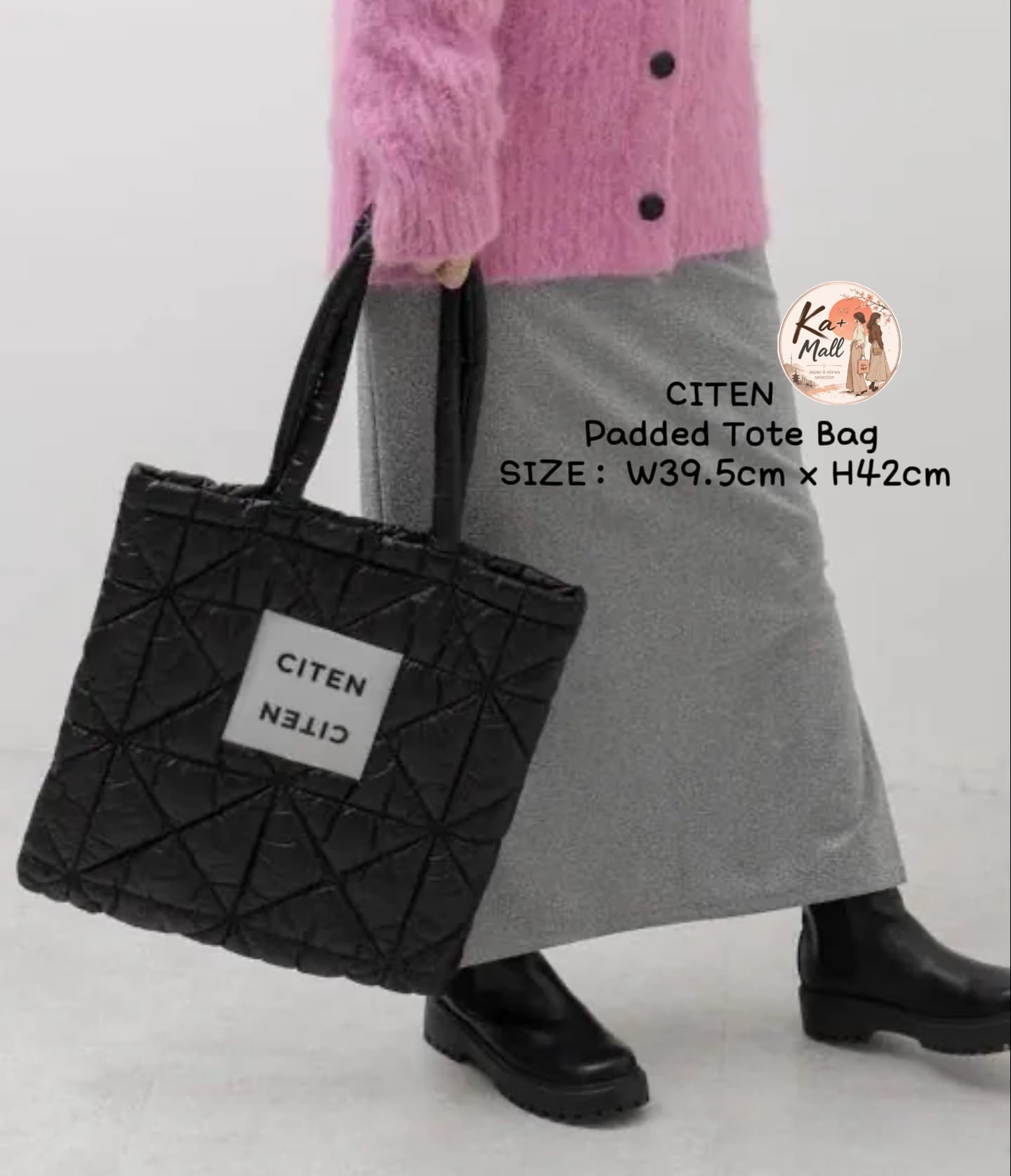 CITEN 菱格紋鋪棉托特包 (W39.5cm x H42cm) 多色可選