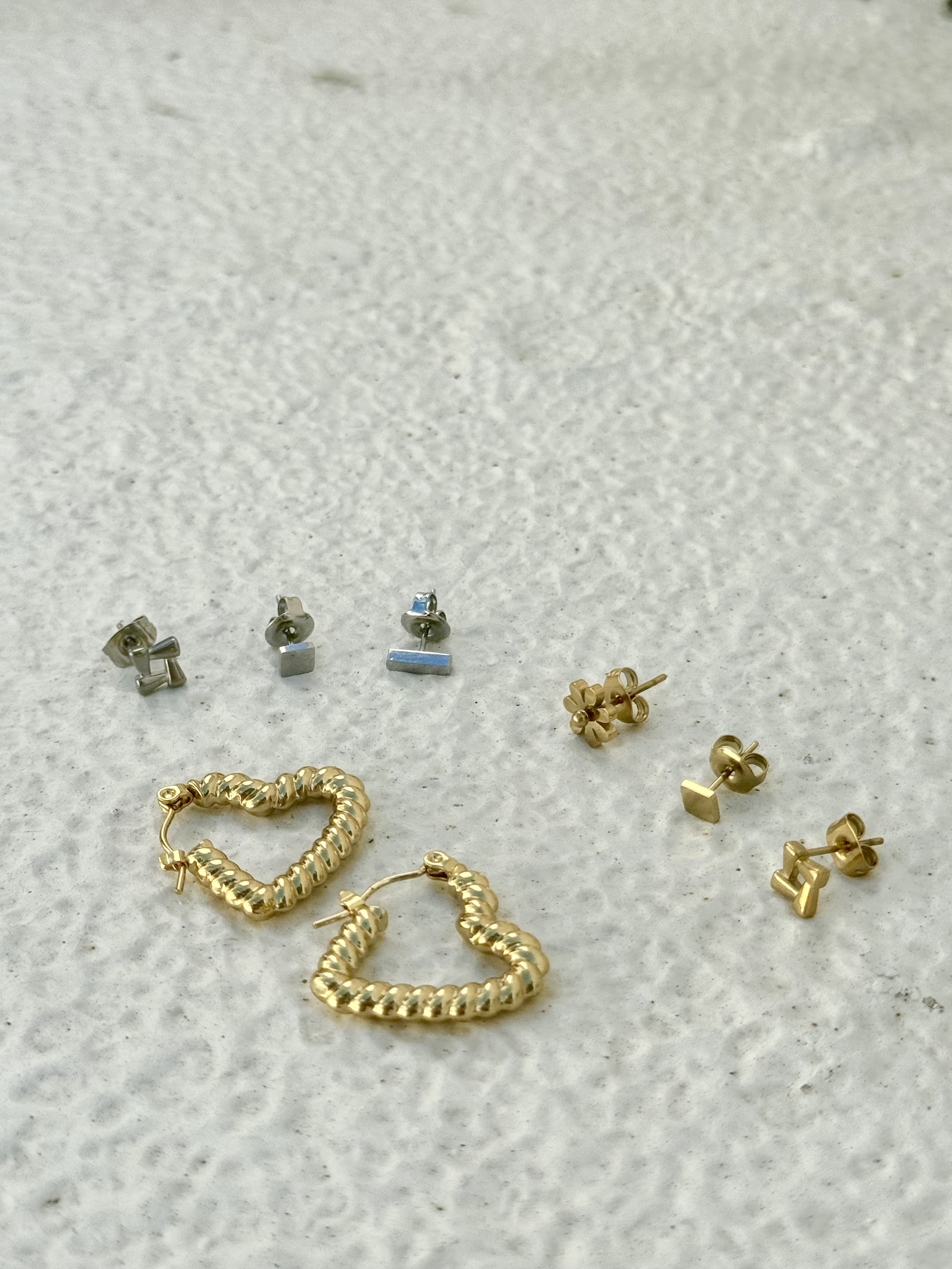 Gold puzzle stainless earring