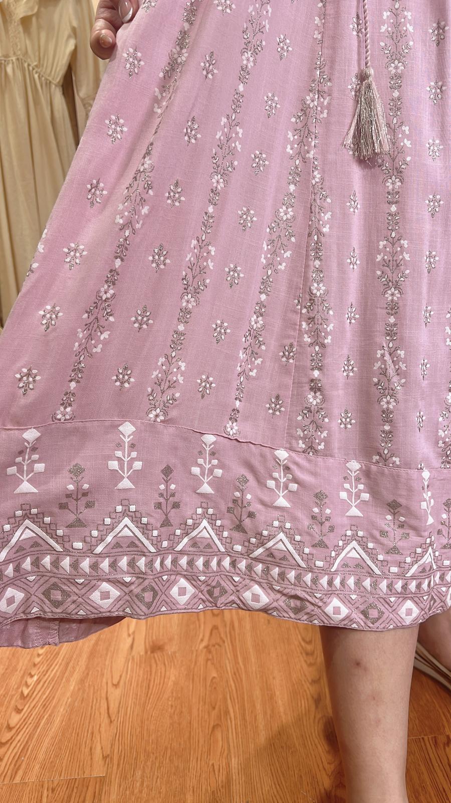 2729 Light Purple Simple Silver Flower 4-rope OP 45"