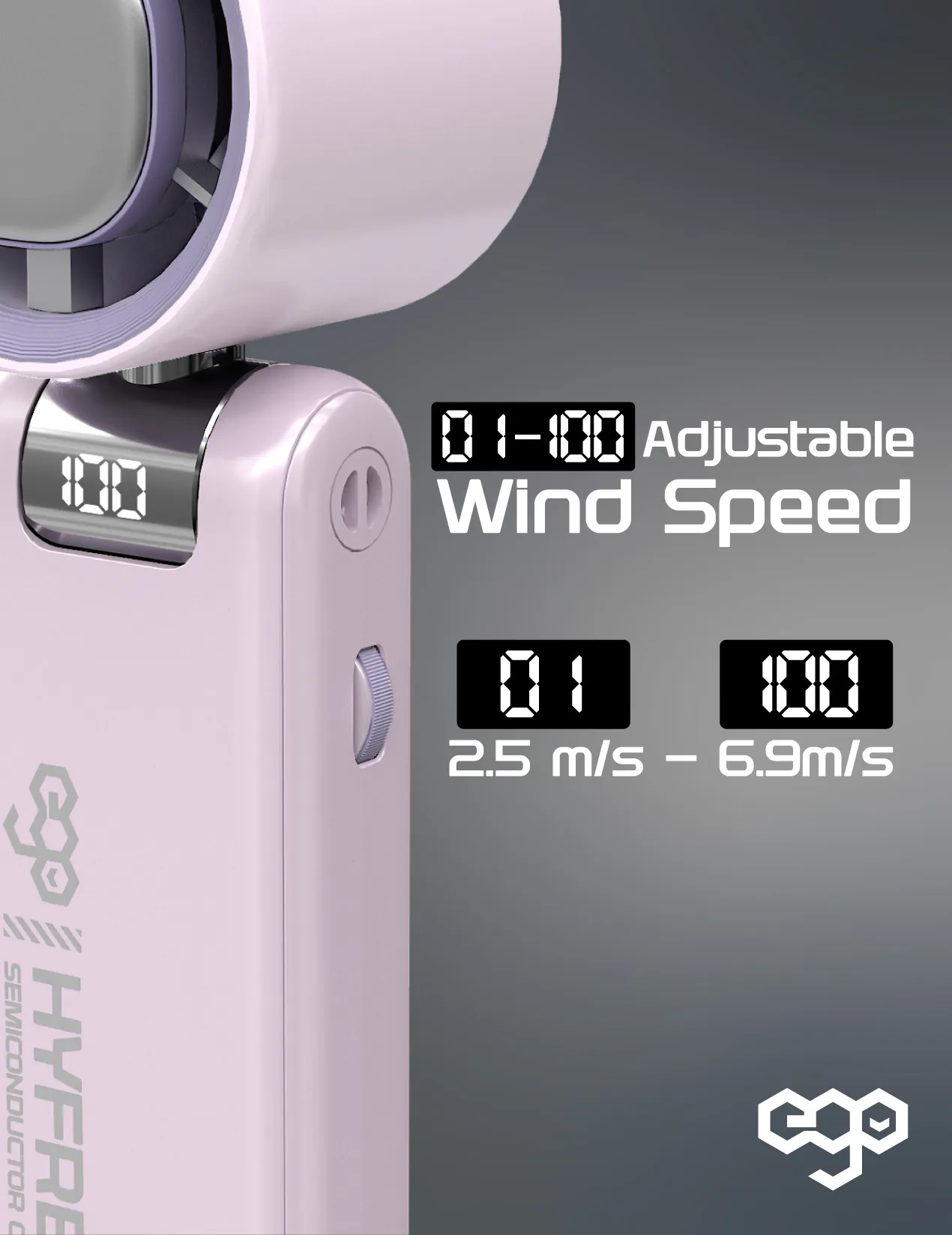 香港行貨 一年保養 ego - HyFreeze 半導體制冷風扇 冰敷手持高速風扇 18小時長氣 / 半導體制冷10度 / LED顯示 / 靜音 / 180度角度調較 HF1