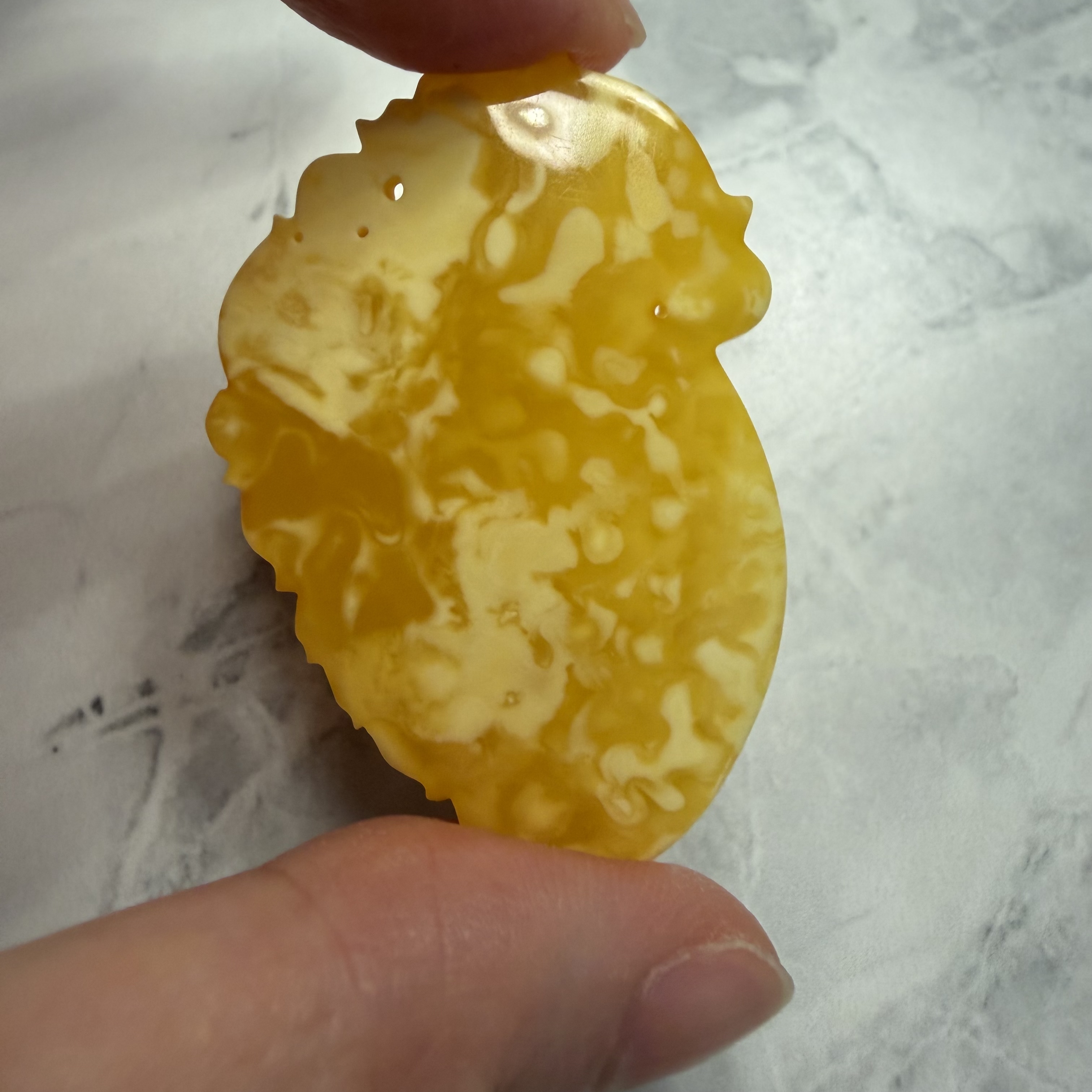 ［閉店一口價］波羅的海金白妖花仿古雕刻府上有龍