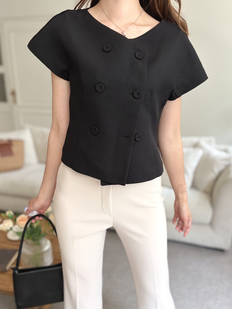 Chloe Double-Breasted Blouse (Black)