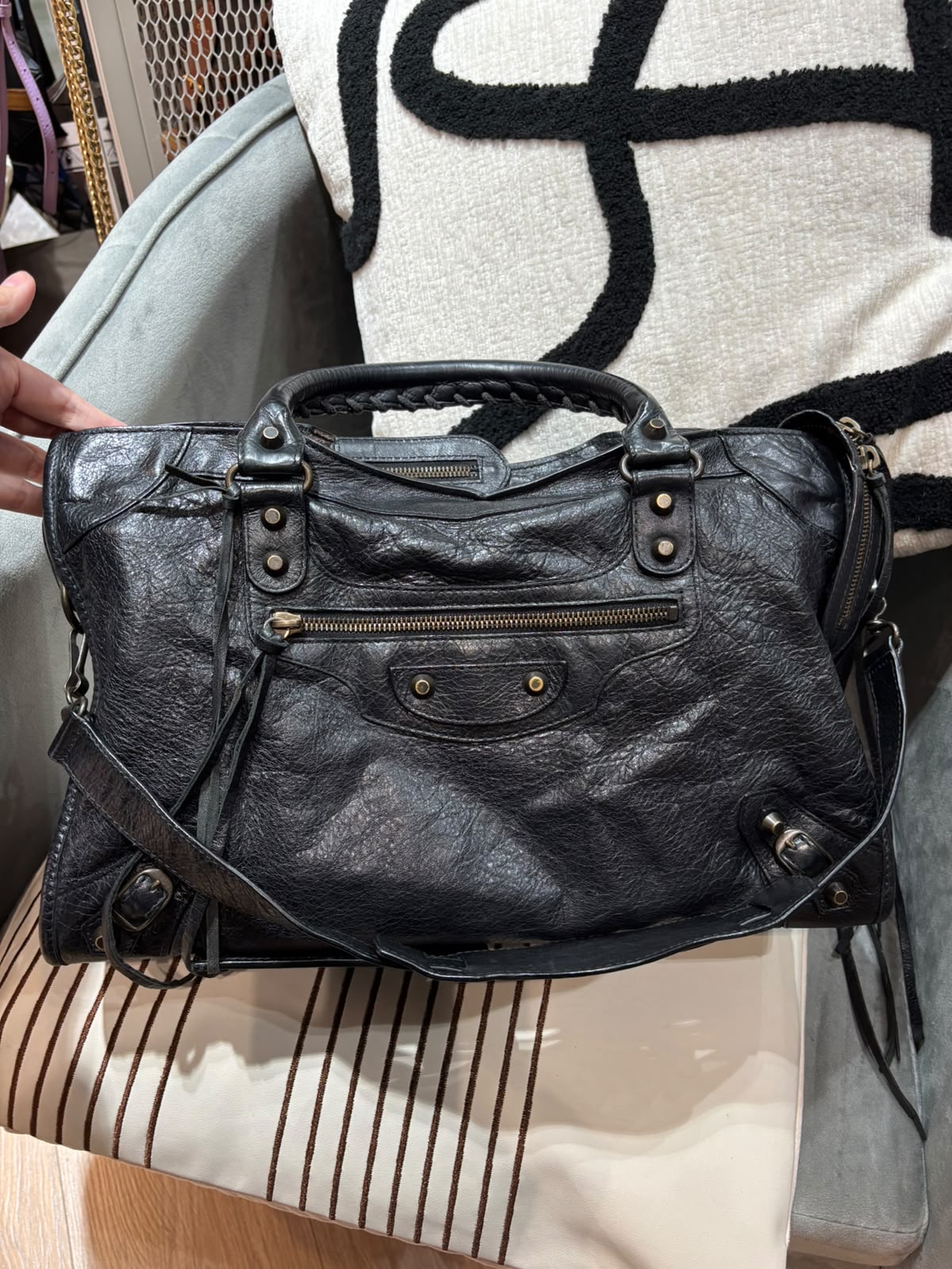 Balenciaga city medium 黑色山羊復古釘100%Authentic,93%new  ✅mirror ✅dust bag