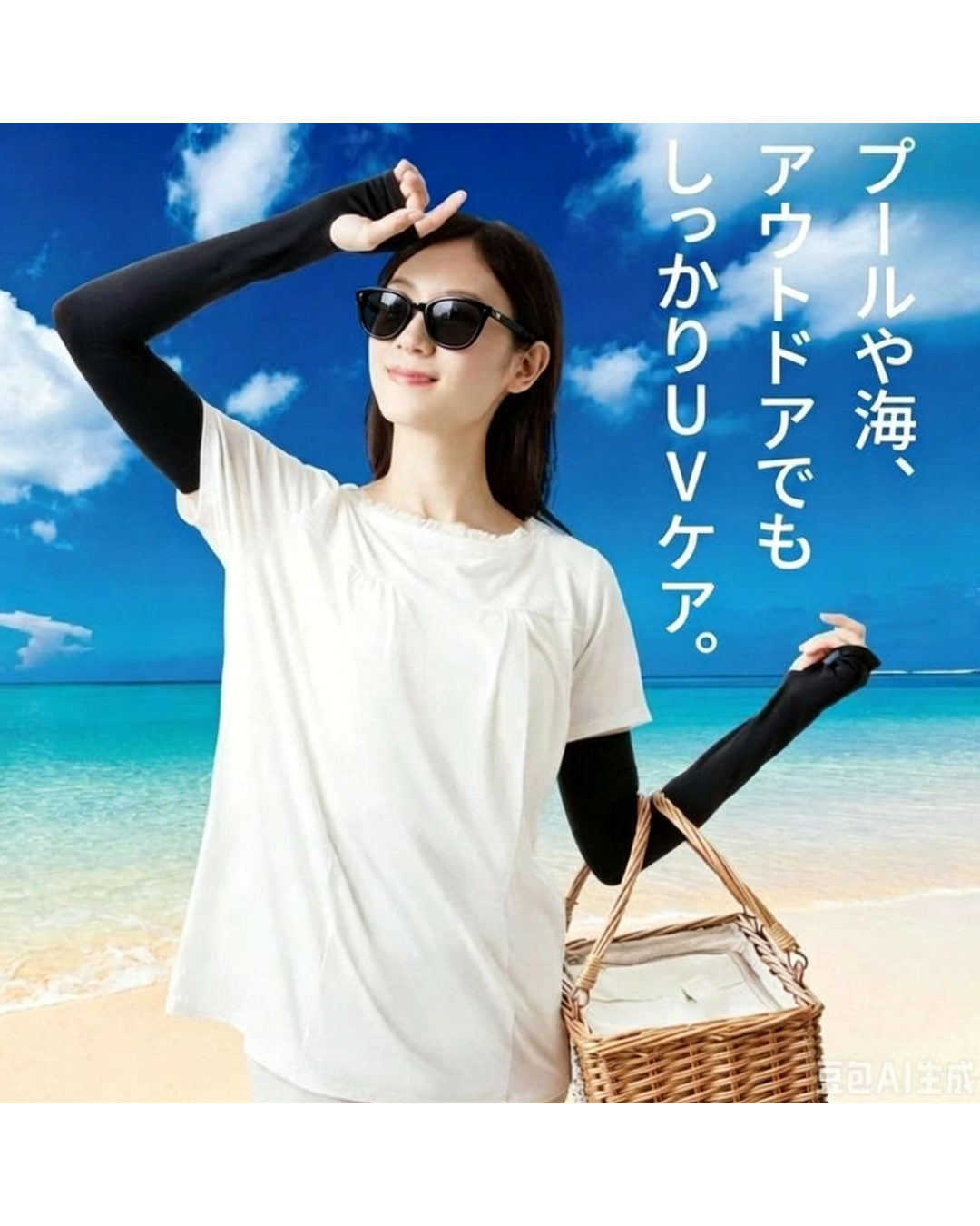 日本代購【 日本直送 AQUA PLUS+ ❄️水陸兩用  抗UV -5℃ 涼感防曬手袖露手指  加強版 | -5℃ Cooling UV Arm Cover • Water & Land Use  】