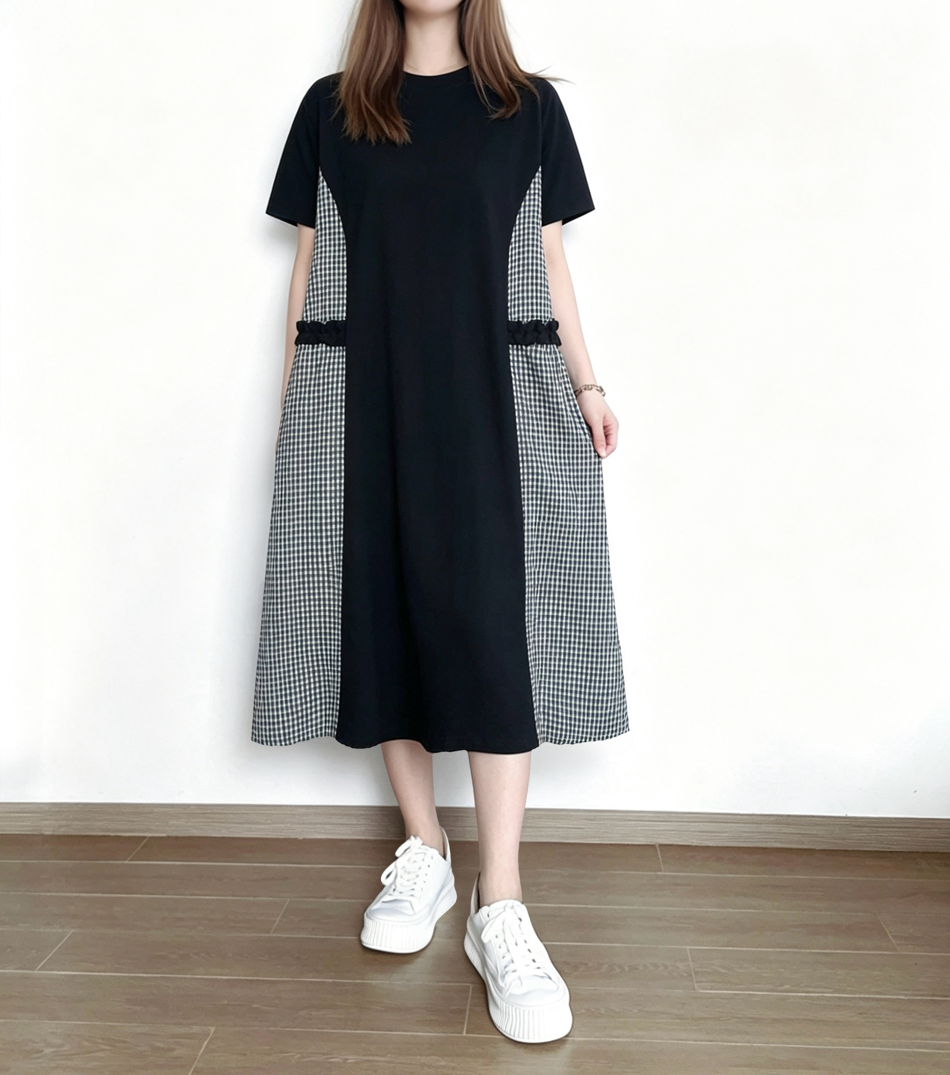 🌼春夏優惠🍀 拼接格仔ruffle Ops